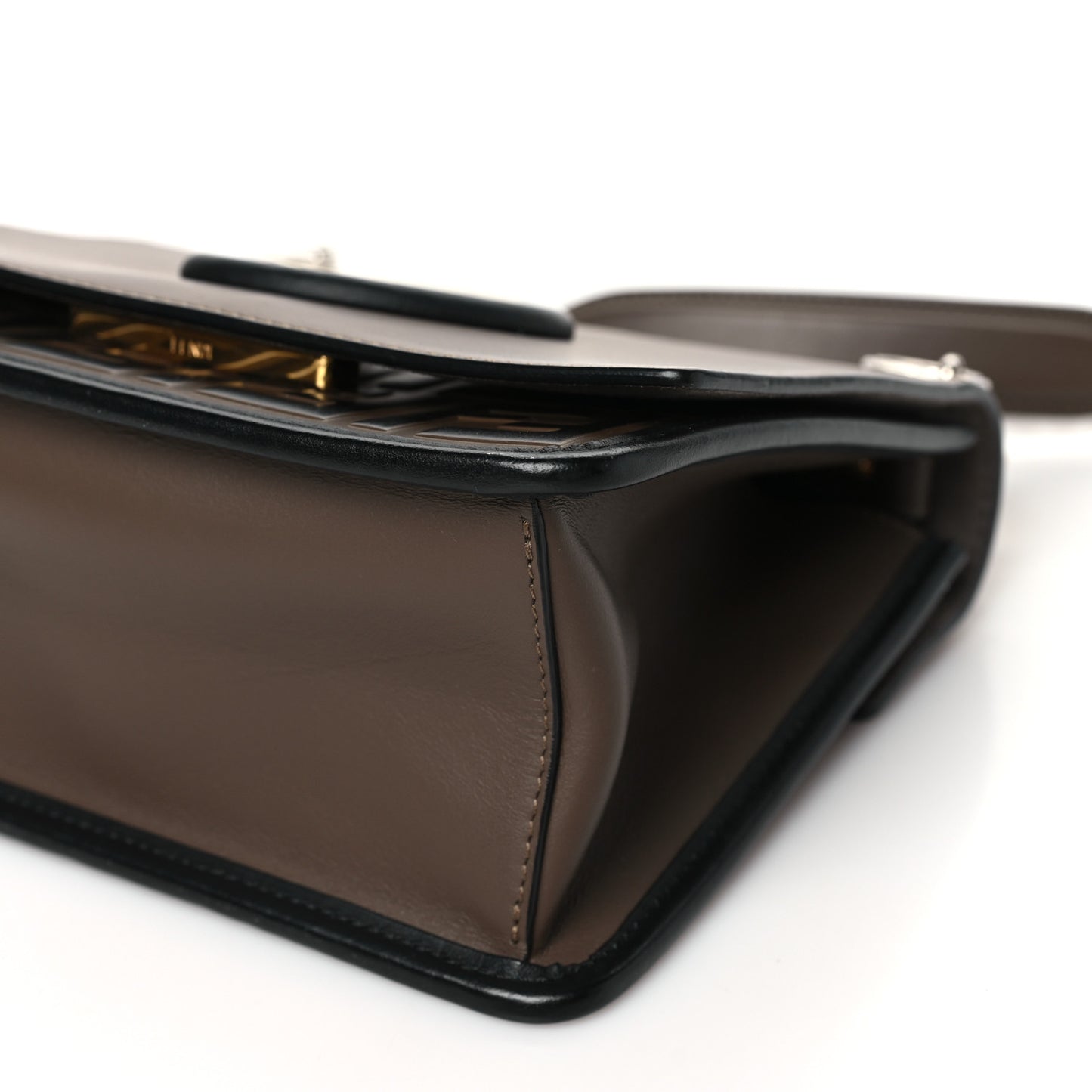 Vitello Century F is Fendi Bi-Color FF 1974 Embossed Small Kan I Shoulder Bag Maya Black