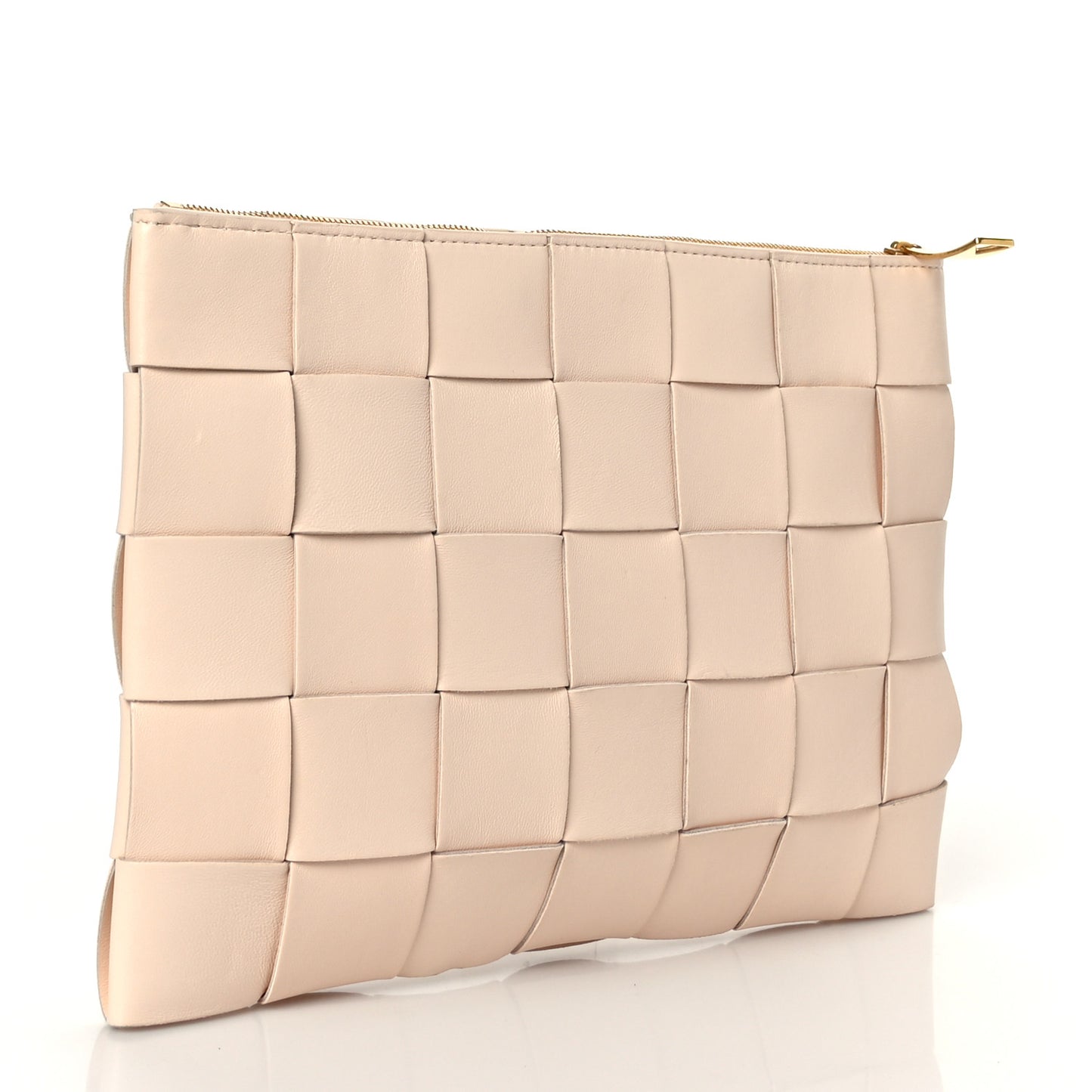 Nappa Maxi Intrecciato Medium Cassette Flat Zip Pouch Melon Washed