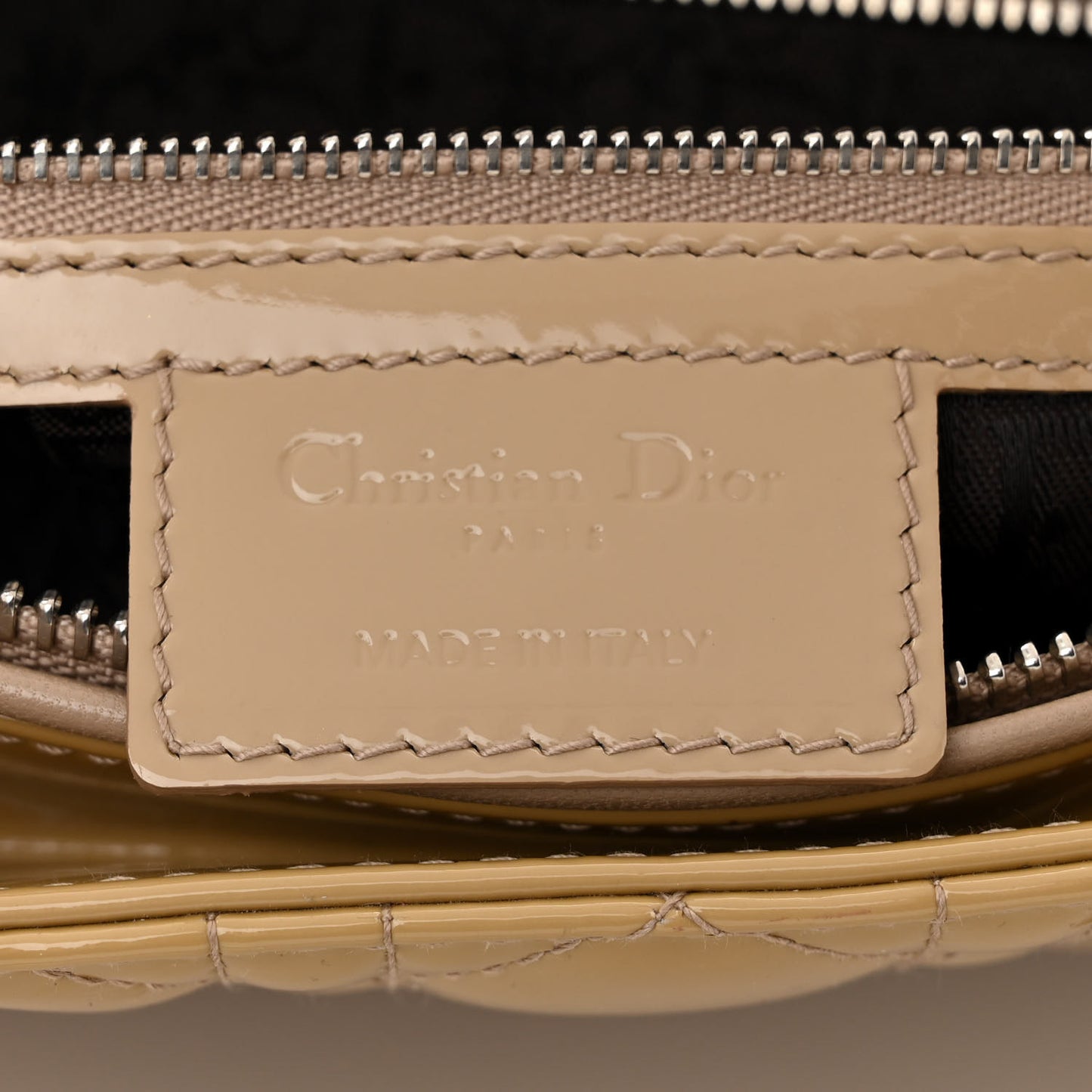 Patent Cannage Large Lady Dior Dark Beige