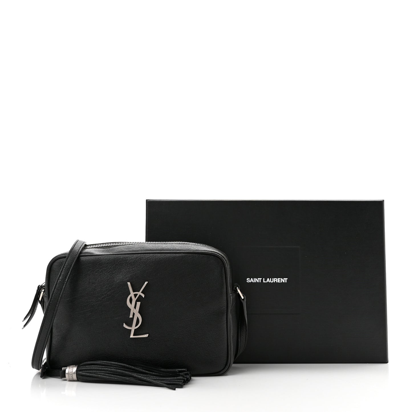 Grained Lambskin Monogram Lou Camera Bag Black