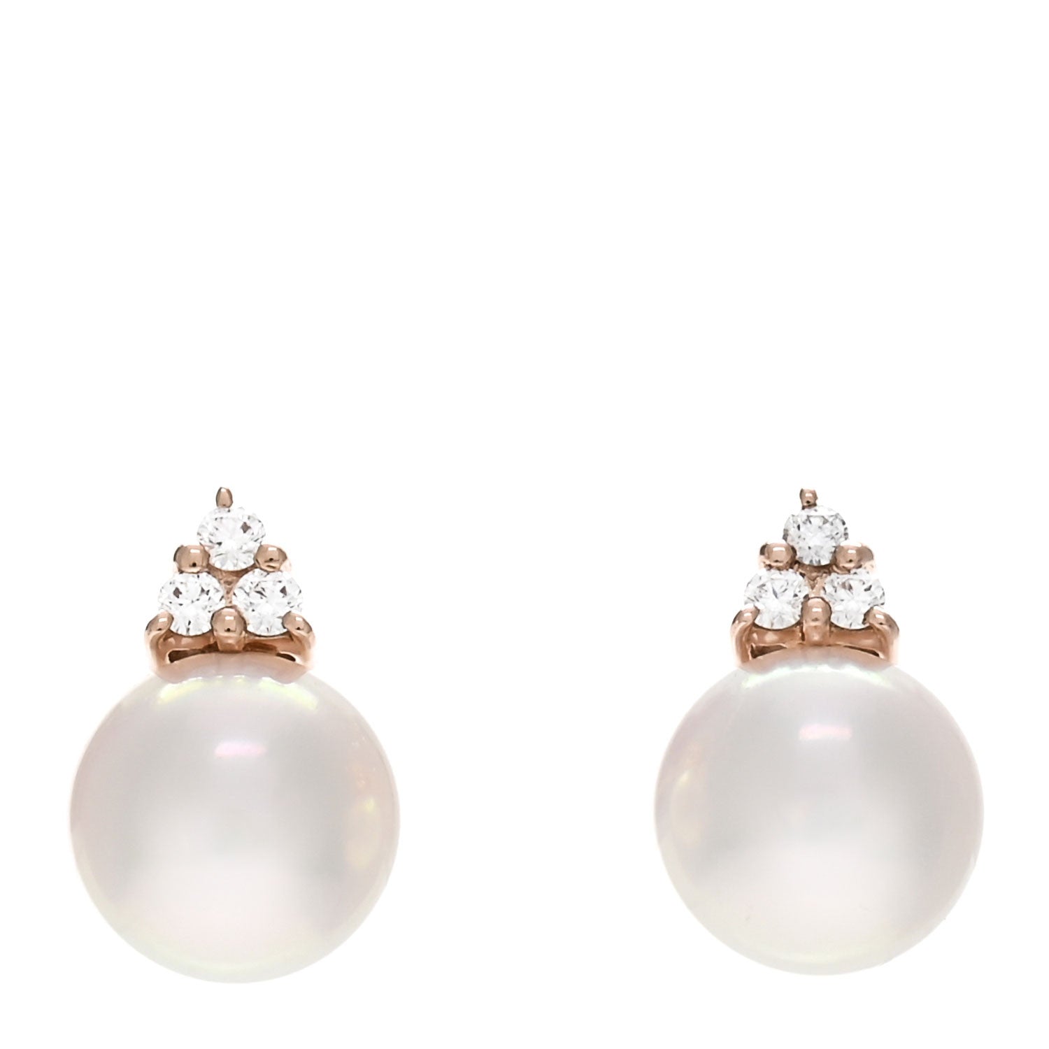 Mikimoto 18K Pink Gold Diamond Akoya Pearl 7mm Stud Earrings 1063444