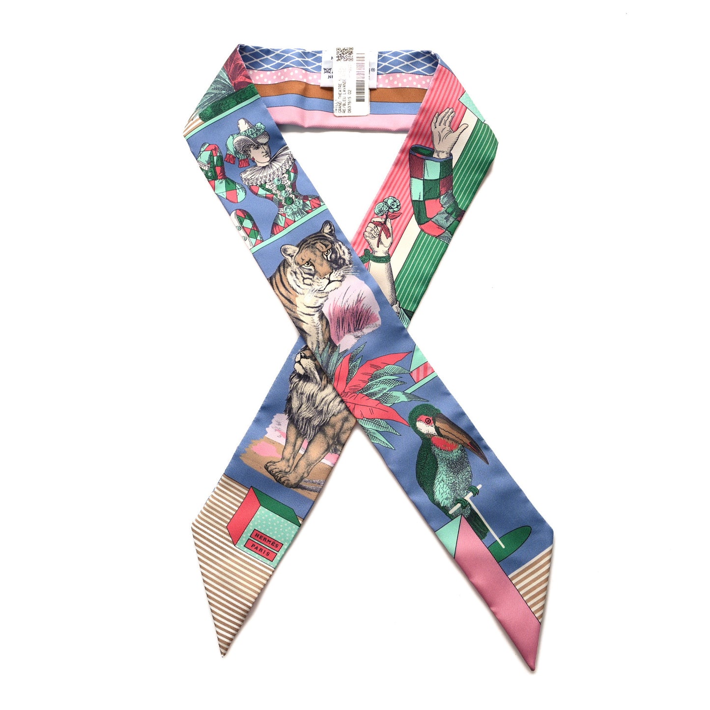 Silk Twilly Grand Theatre Nouveau Bleu Lavande Rose Vert