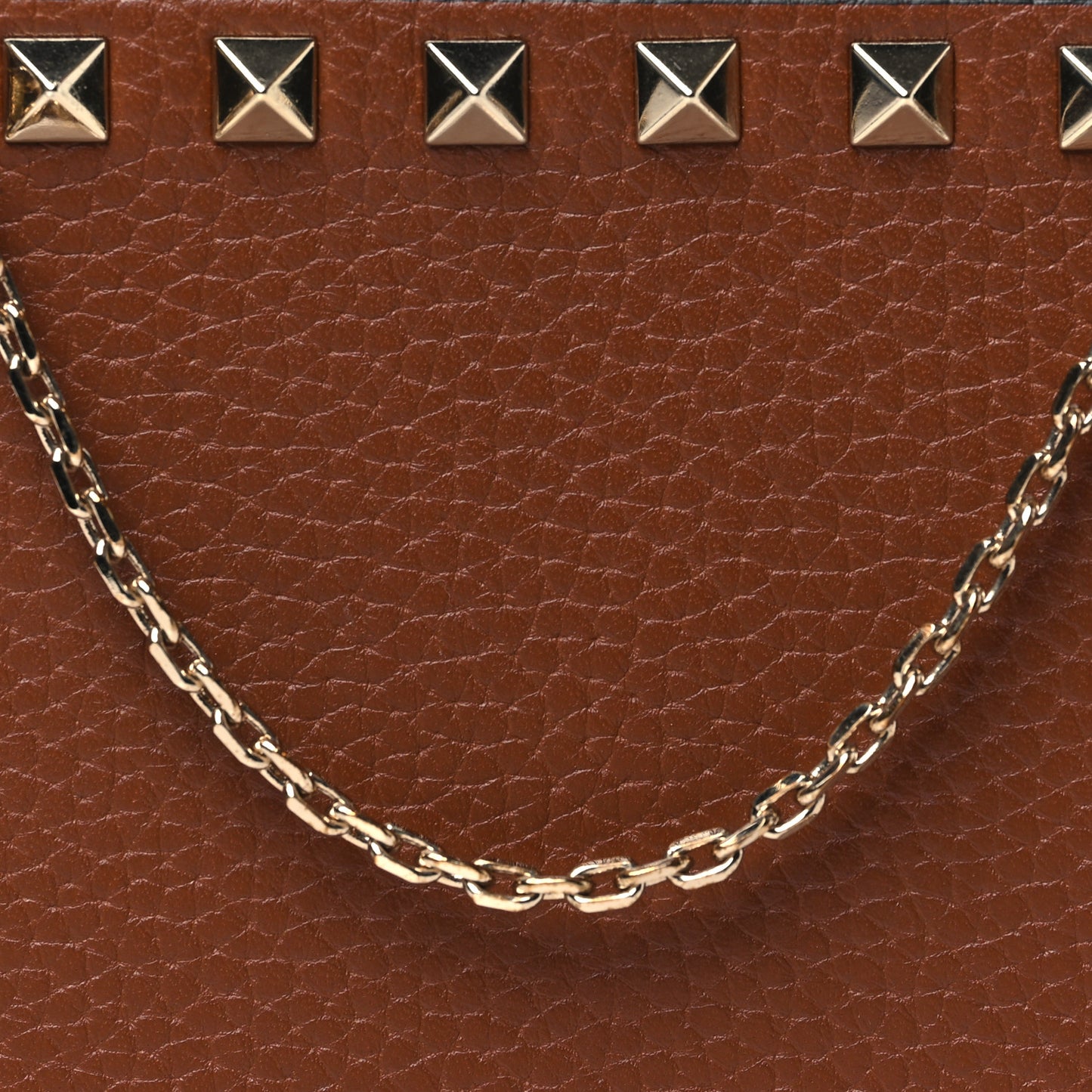 Pebbled Calfskin Rockstud Double Zip Camera Crossbody Bag Tan