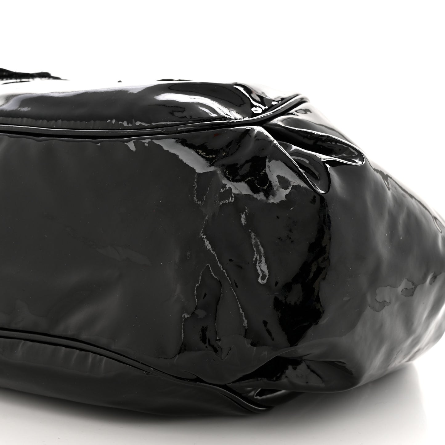 Patent Camellia Shoulder Bag Black