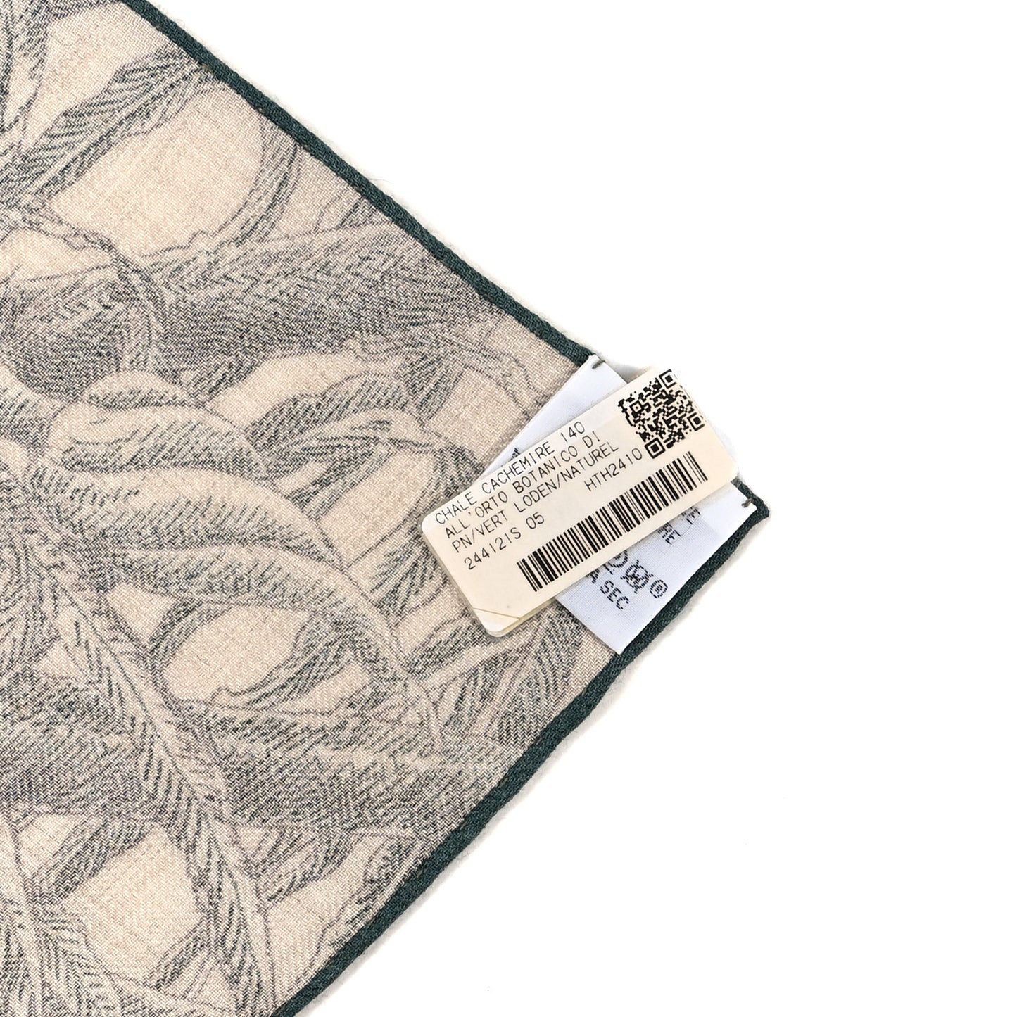 Cashmere Silk All 'Orto Botanico Di Palermo Shawl 140 Vert Loden Naturel Encre