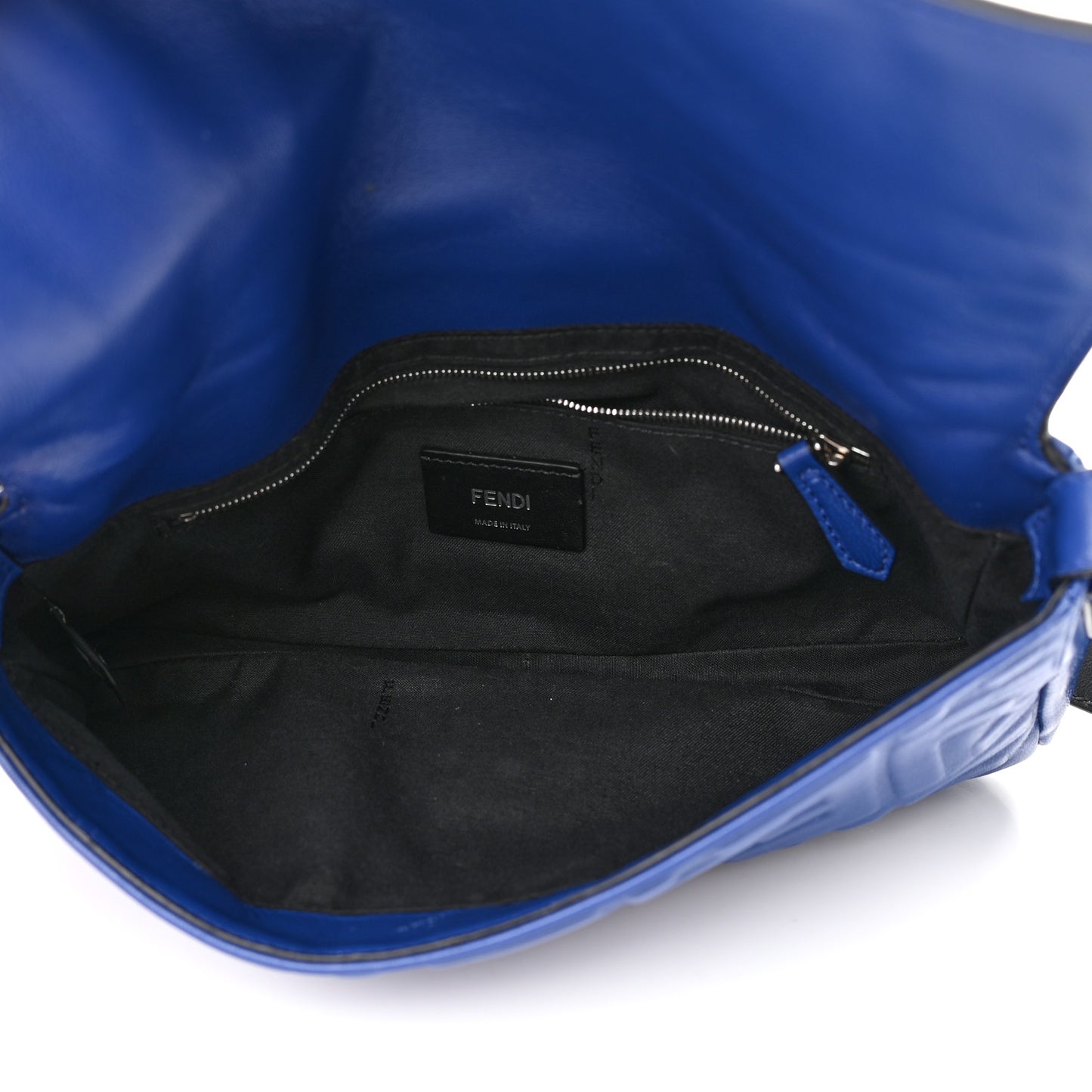 Nappa FF 1974 Embossed Belt Baguette Bag Blue Neon