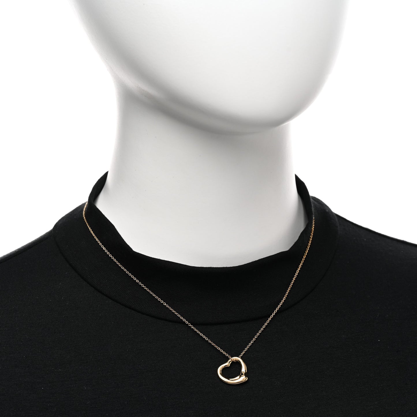 18K Yellow Gold 16mm Elsa Peretti Open Heart Pendant Necklace