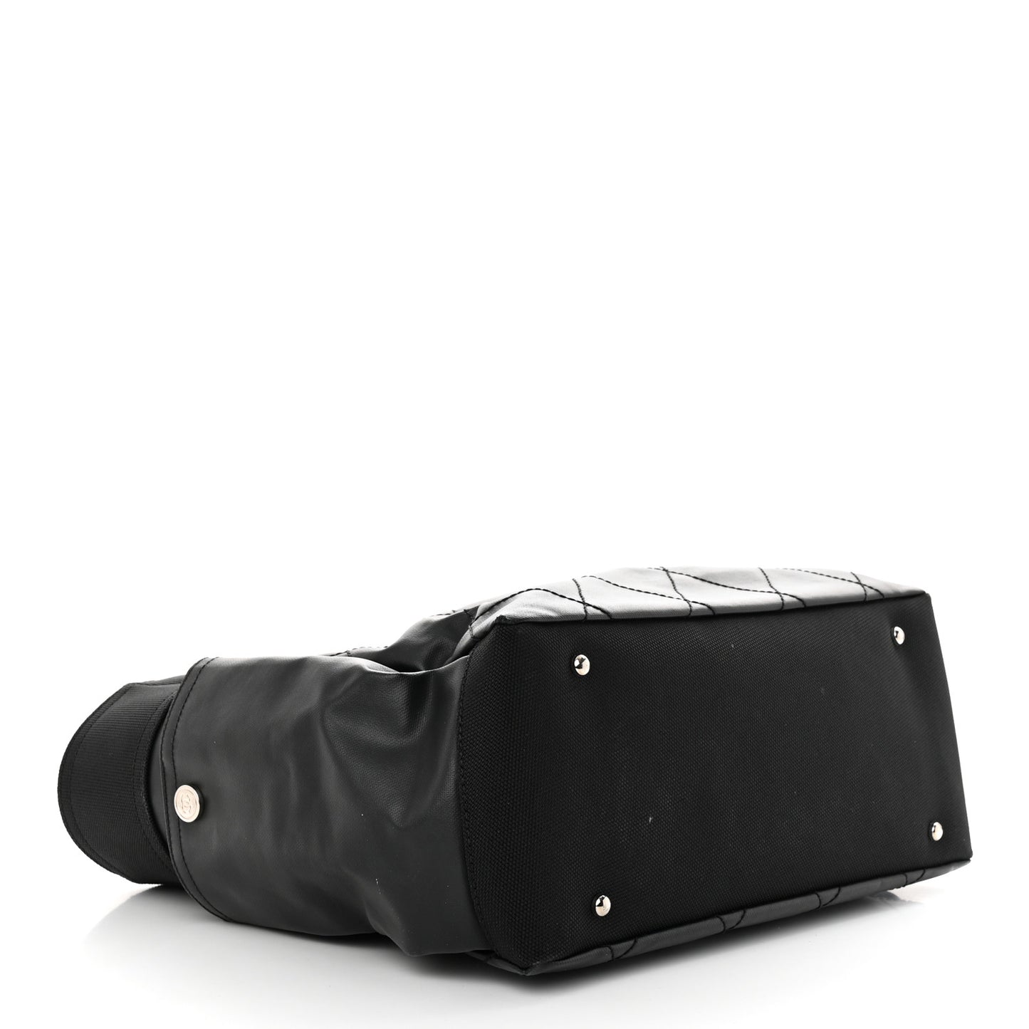 Coated Canvas Quilted Large Paris Biarritz Tote Black