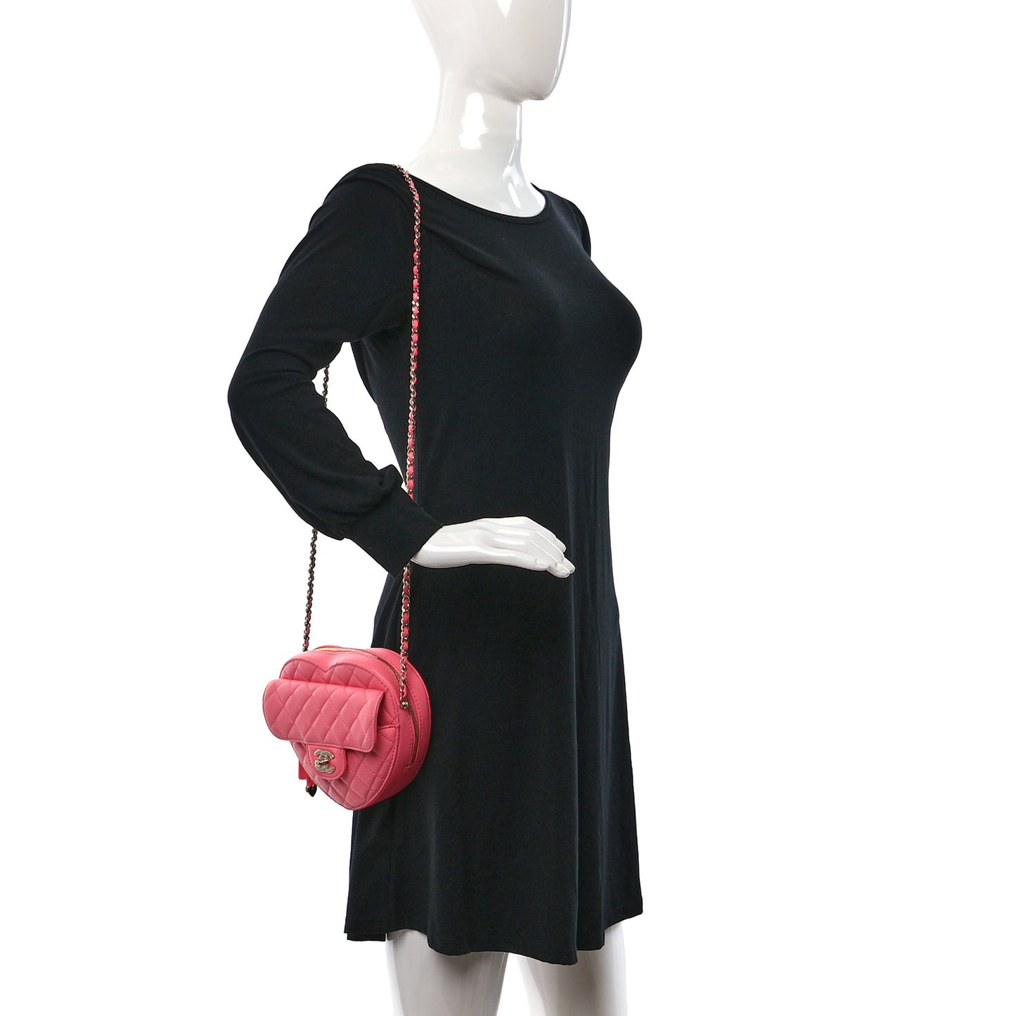 Lambskin Quilted CC In Love Heart Bag Pink