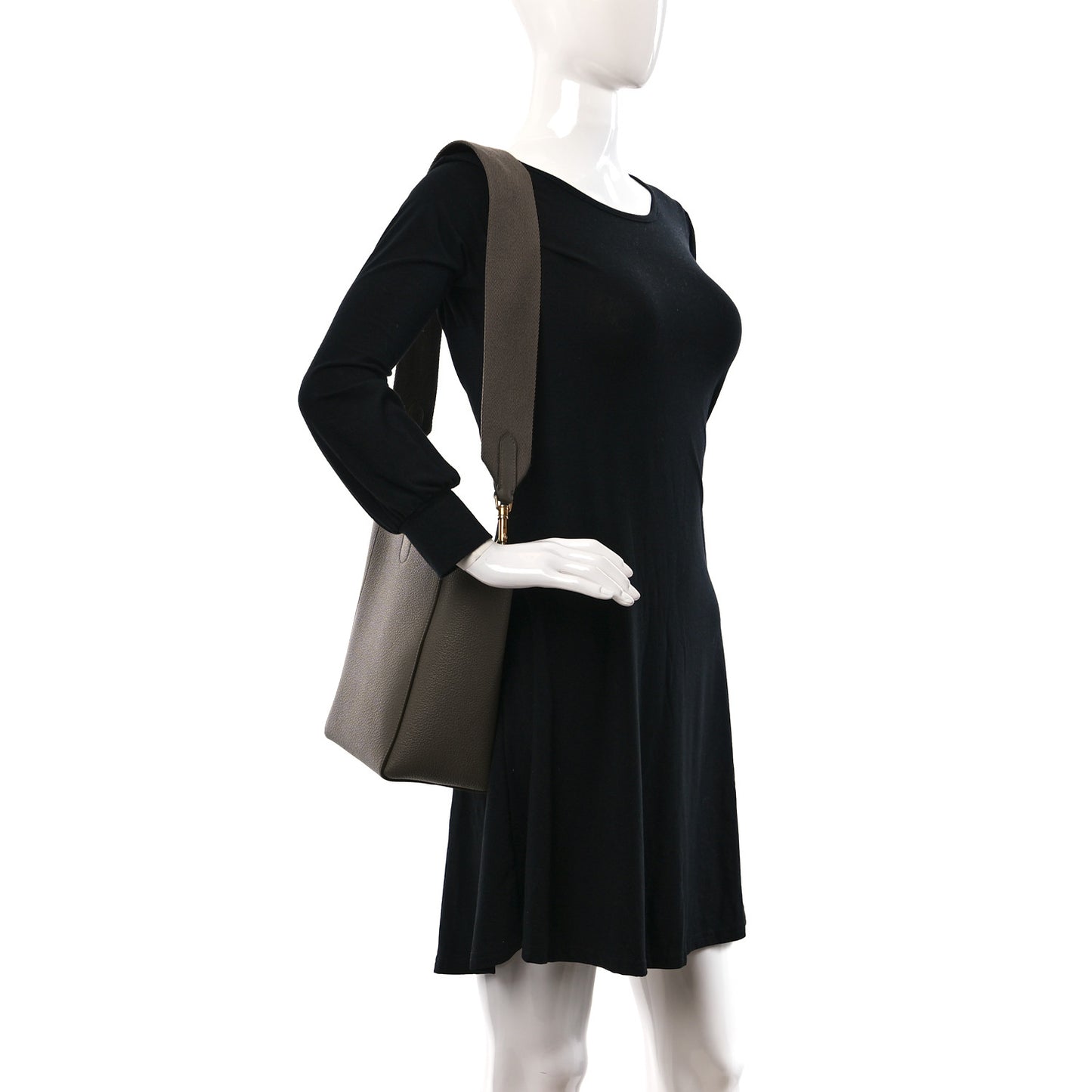 Soft Grained Calfskin Small Sangle Bucket Bag Taupe