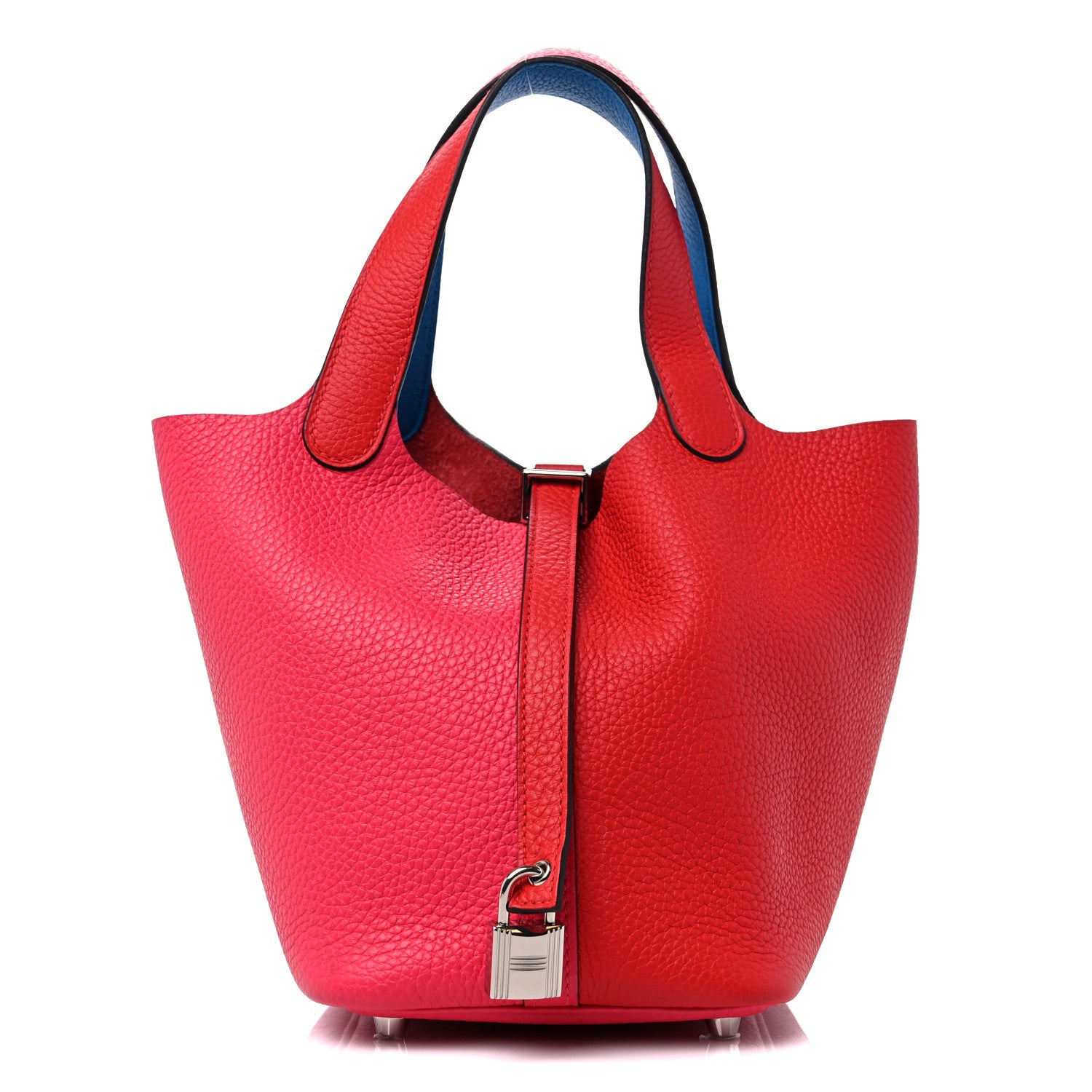 Hermes Taurillon Clemence Tri-Color Picotin Lock 18 PM Rouge Coeur Rose Extreme Bleu Zanzibar 1 of 10