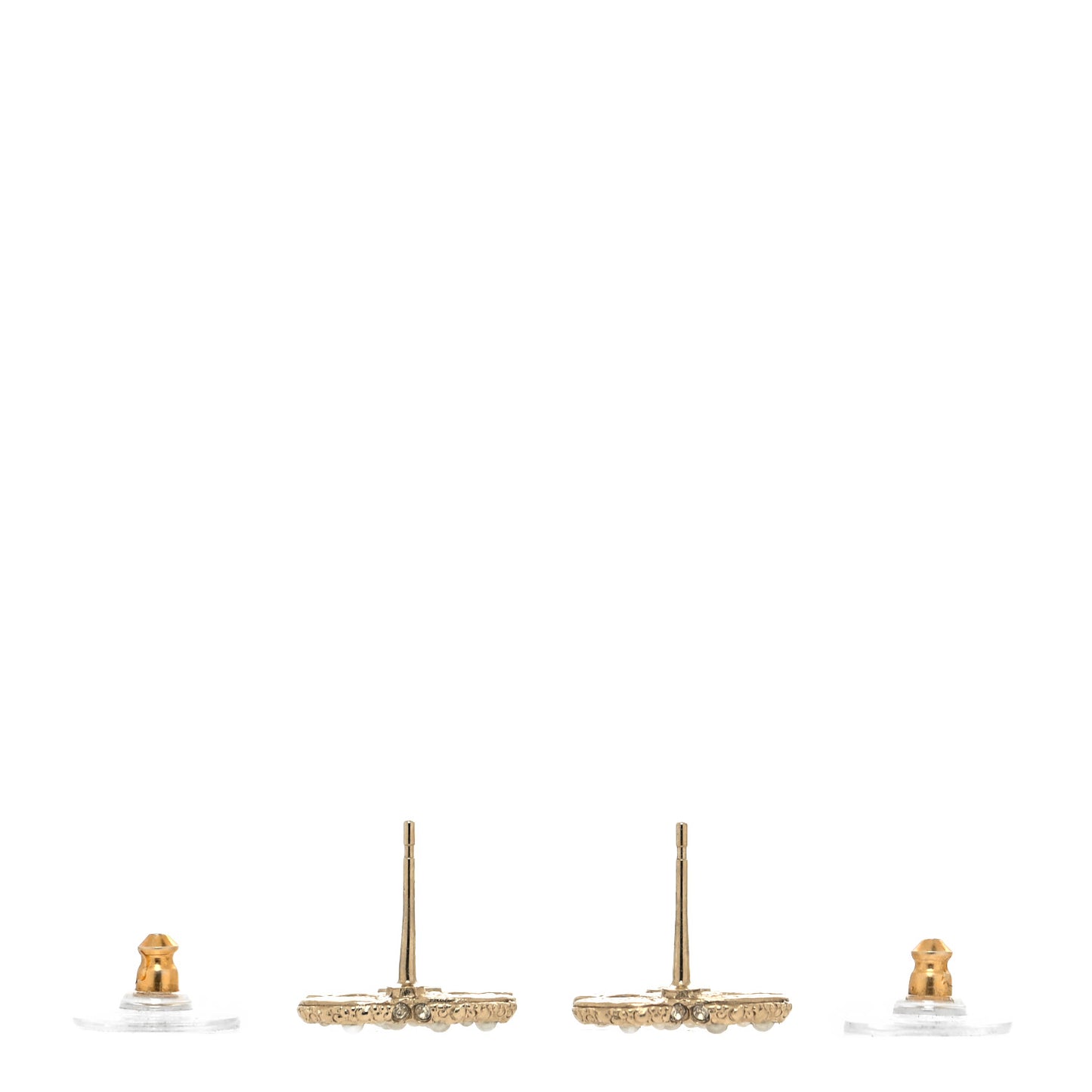 Metal Graduated Pearl Crystal CC Earrings Light Gold