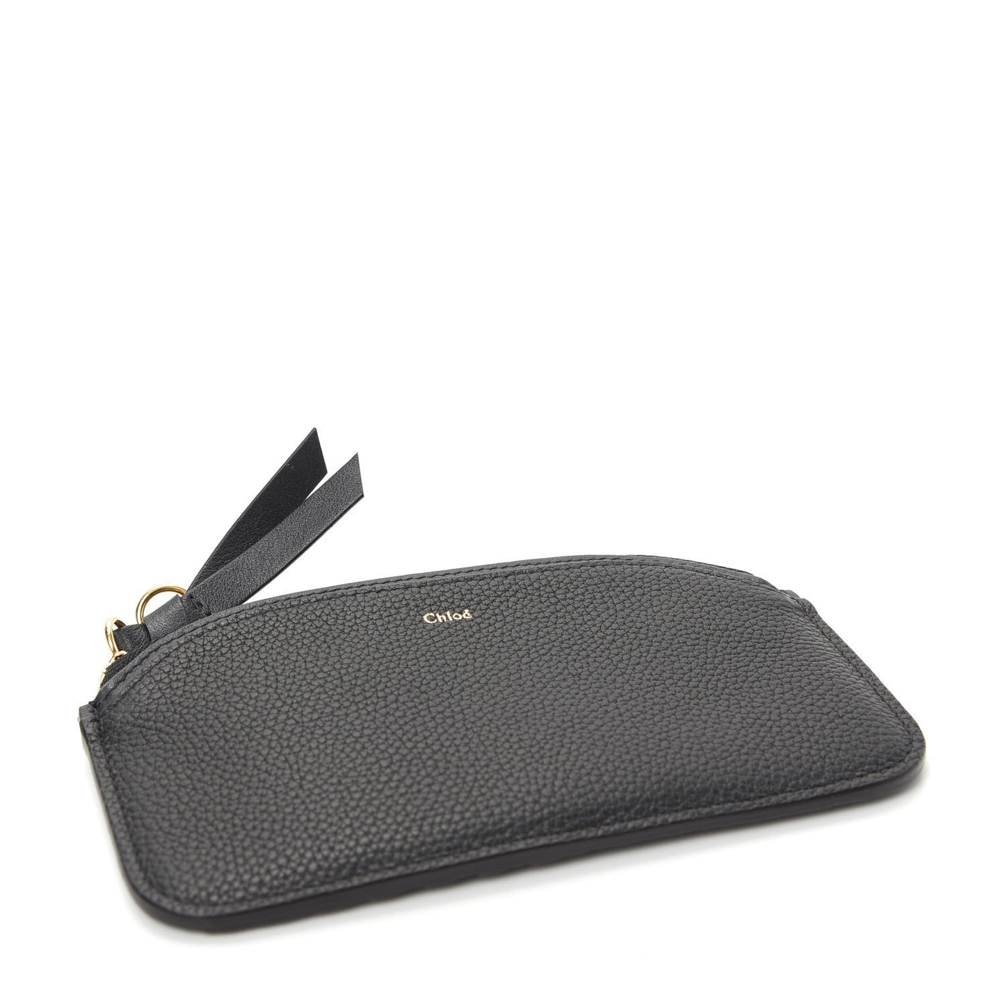 Calfskin Top Zip Card Case Black