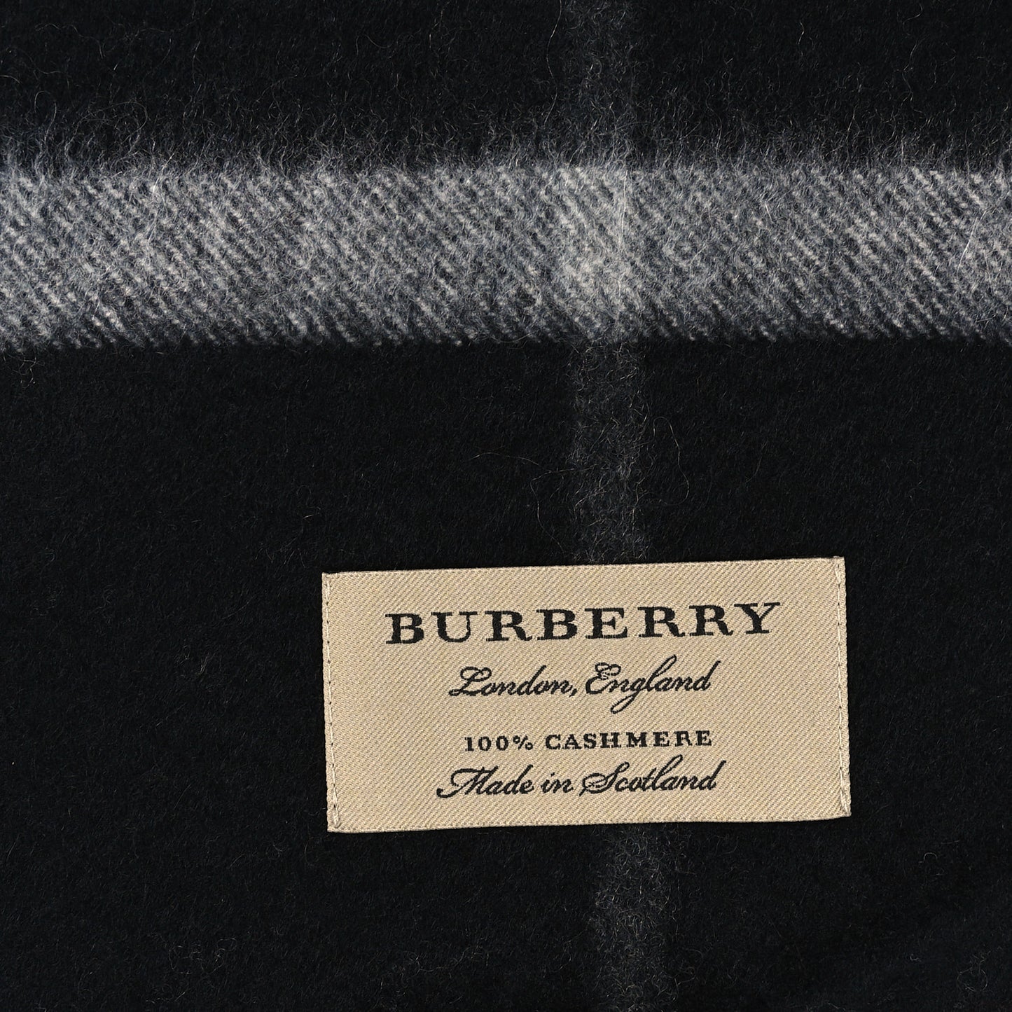 Cashmere Giant Check Scarf Black