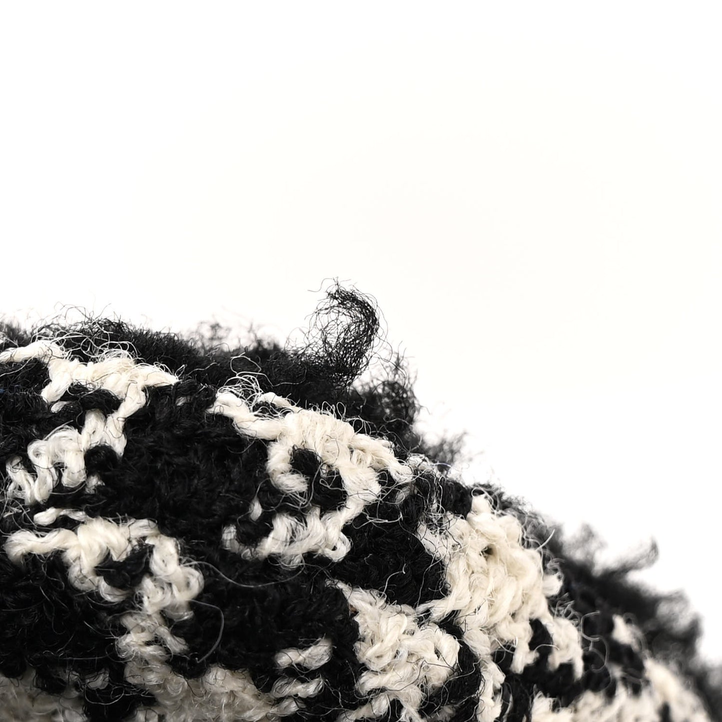 Shearling Tweed Jumbo Single Flap Black White
