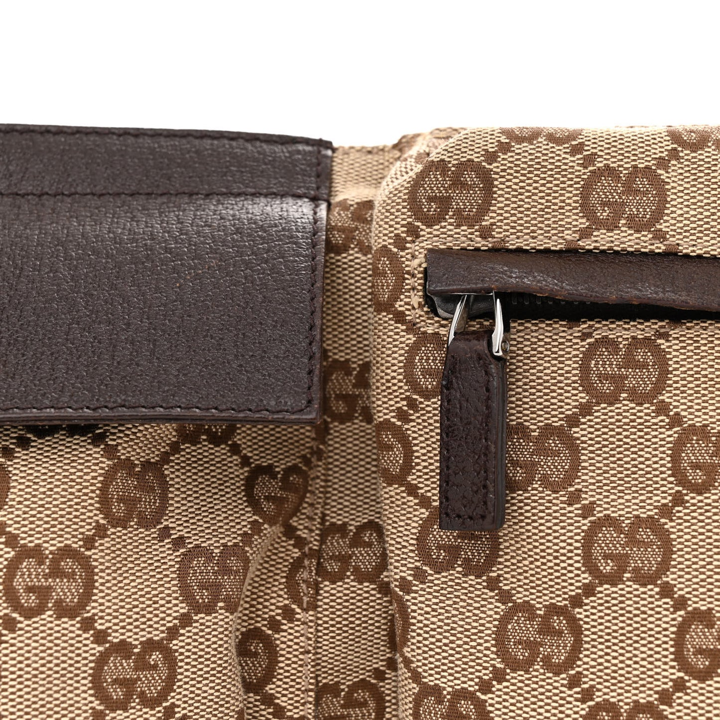 GG Monogram Double Pocket Belt Bag Dark Brown