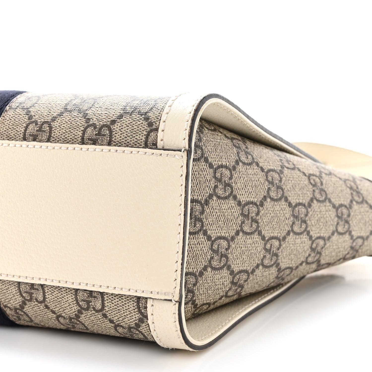 Gucci GG Supreme Monogram Textured Dollar Calfskin Web Small Ophidia Tote Bag Beige Ebony Mystic White 11 of 13