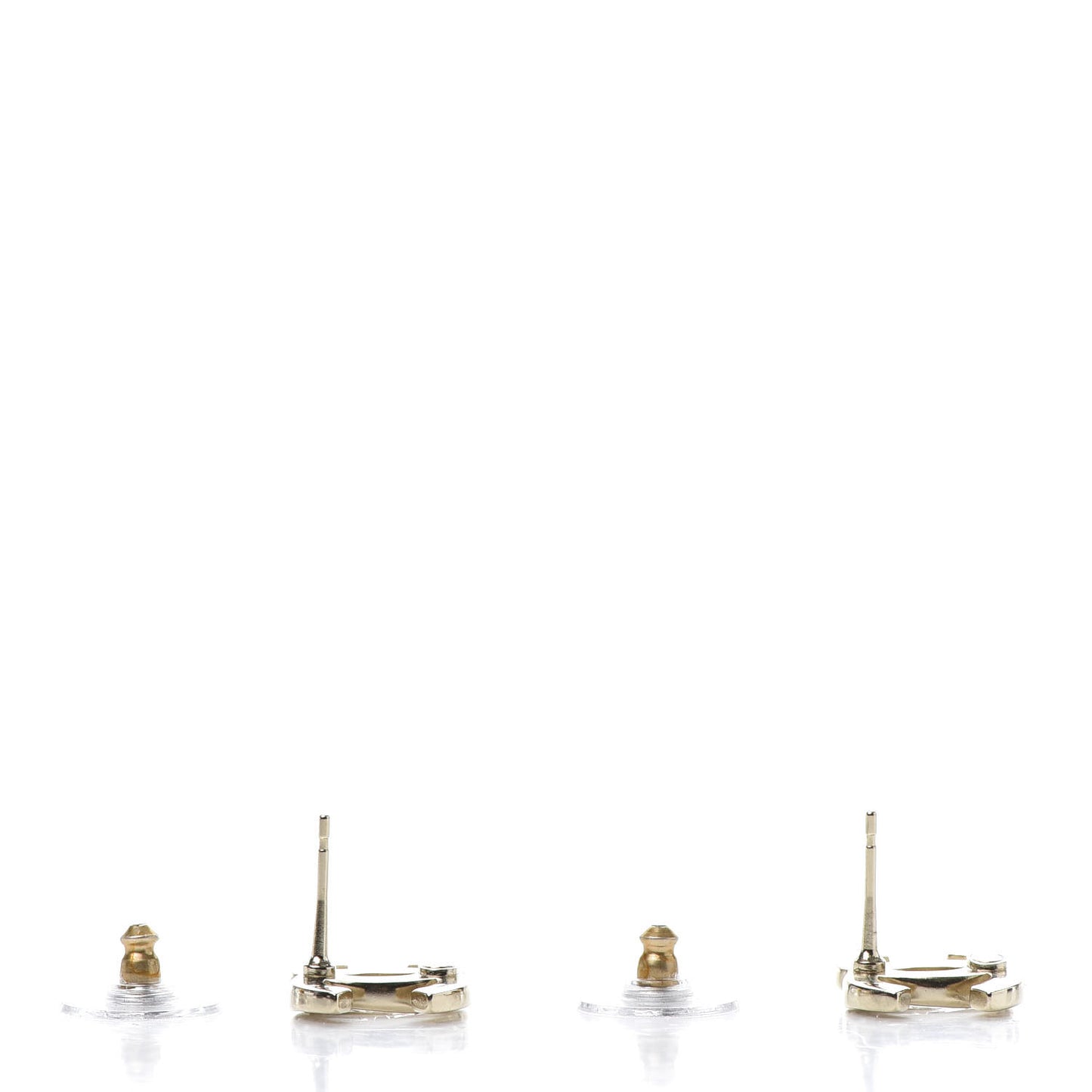 Crystal Metal CC Paris Button Stud Earrings Gold
