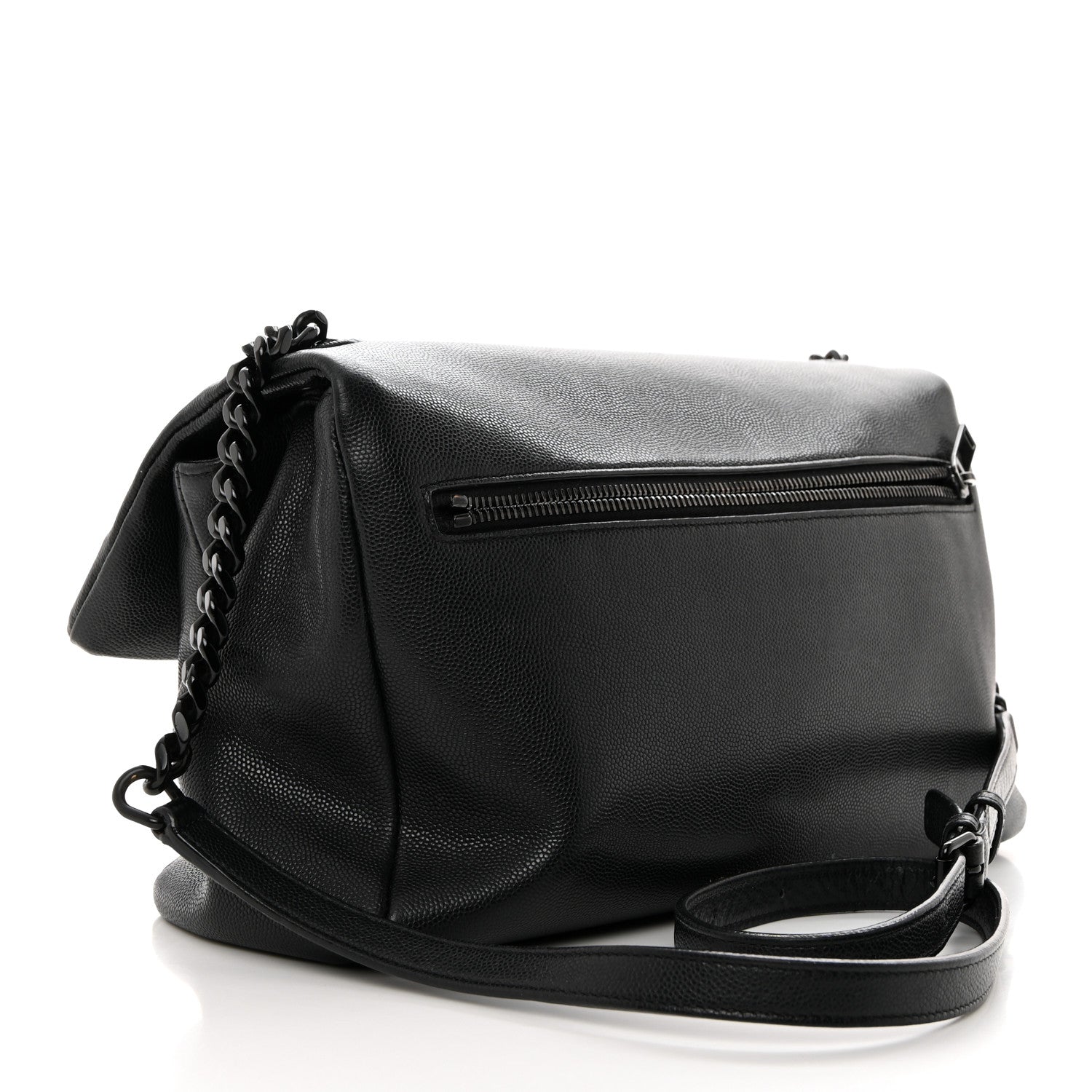 Saint Laurent Grain De Poudre Medium West Hollywood Monogram Fold-Over Black 2 of 11