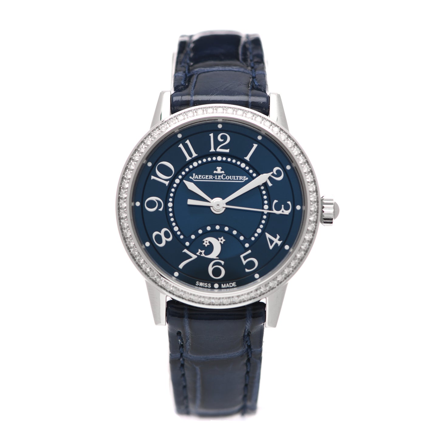 Stainless Steel Alligator Diamond 29mm Rendez-Vous Classic Day & Night Automatic Watch Blue Q3468480