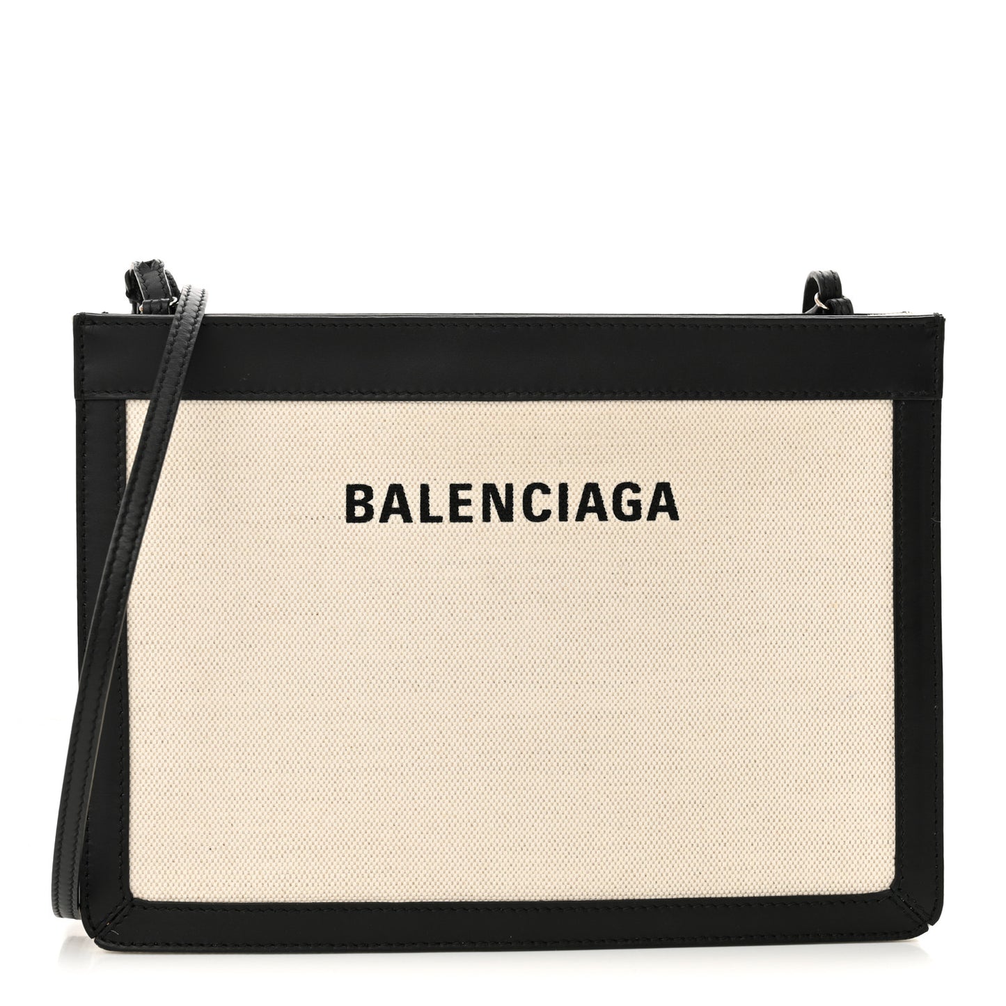 Cotton Canvas Pochette Crossbody Bag Black