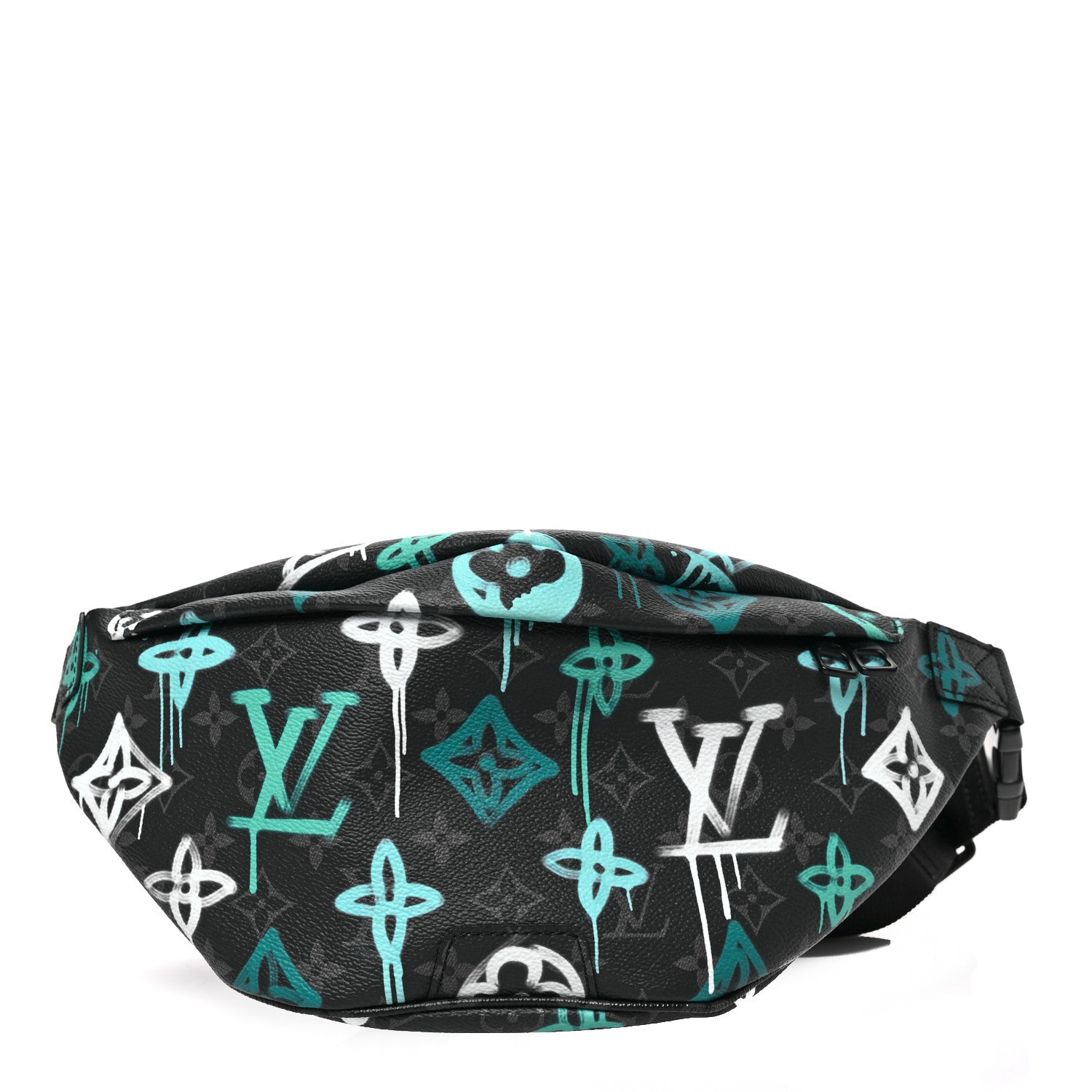 Louis Vuitton Monogram Eclipse LV Graffiti Discovery Bumbag Green Lights 1 of 7