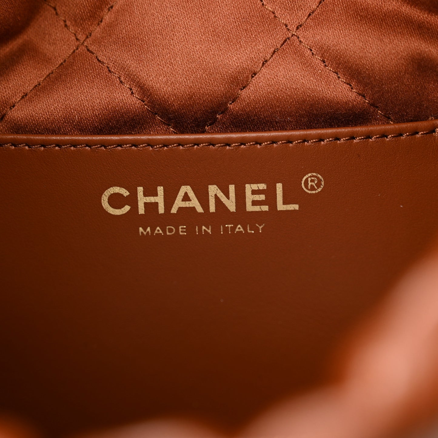 Shiny Calfskin Quilted Mini Chanel 22 Light Brown