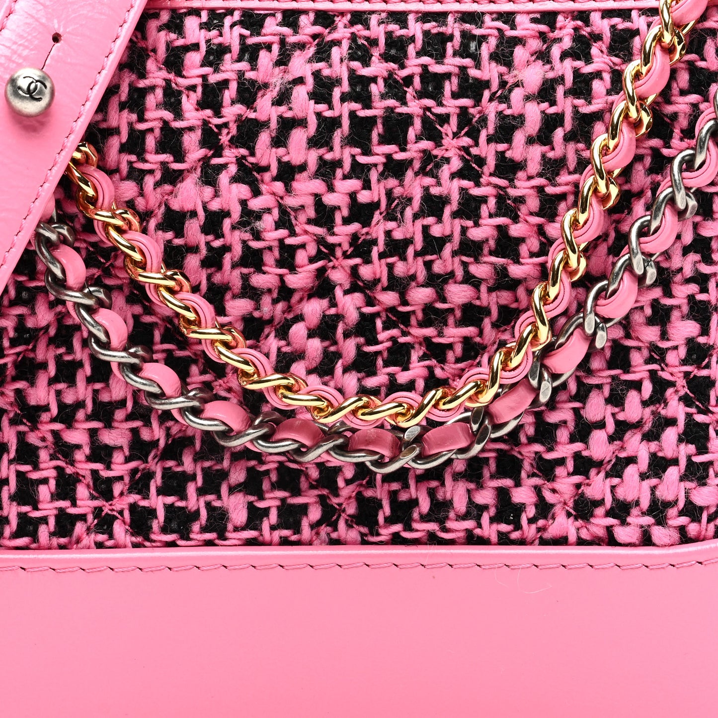 Tweed Calfskin Small Gabrielle Hobo Pink