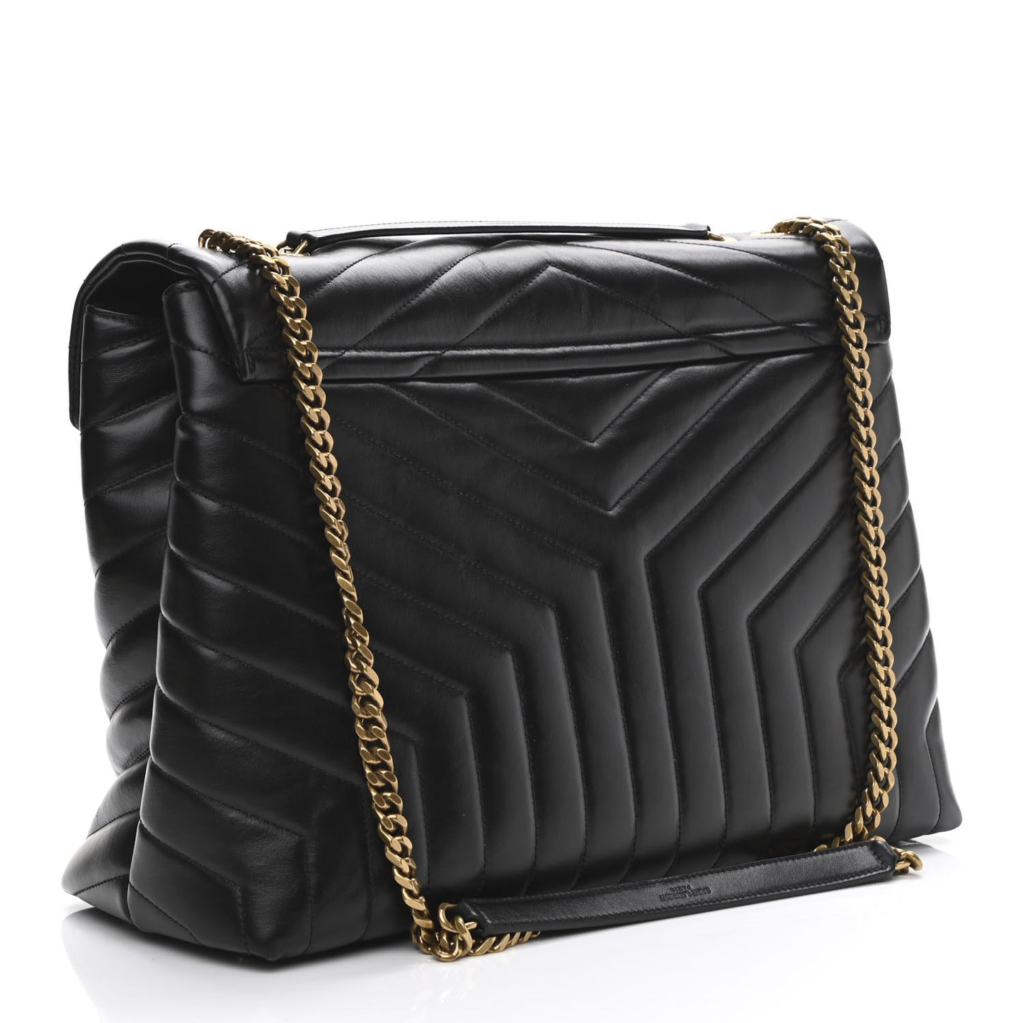 Calfskin Y Quilted Monogram Large Loulou Chain Satchel Black