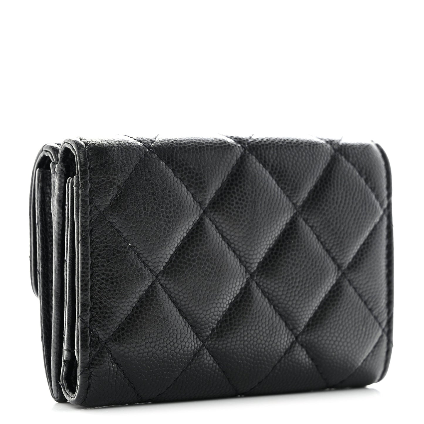 Caviar Quilted My Everything Small Flap Wallet Black
