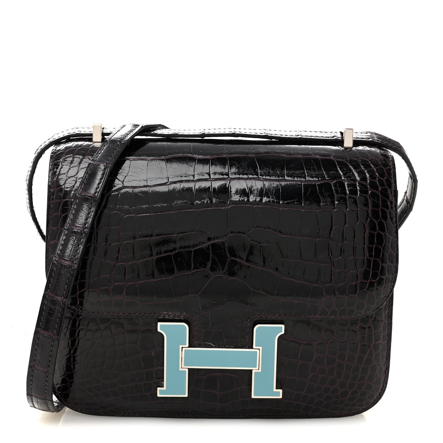 ゴリエモン Hermes Shiny Alligator Enamel Constance 18 Prunoir Bleu Saint Cyr
