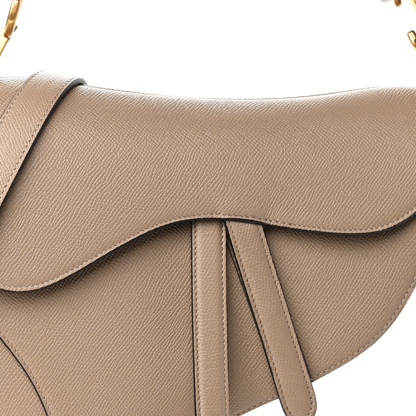 Grained Calfskin Saddle Bag With Strap Hazelnut