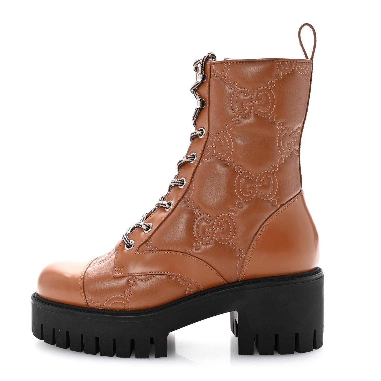 靴 GUCCI LACE UP BOOTS 44E us11 29cm Brown Gucci Cordovan Lux Nappa GG Matelasse Lace Up 60mm Combat Boots 36