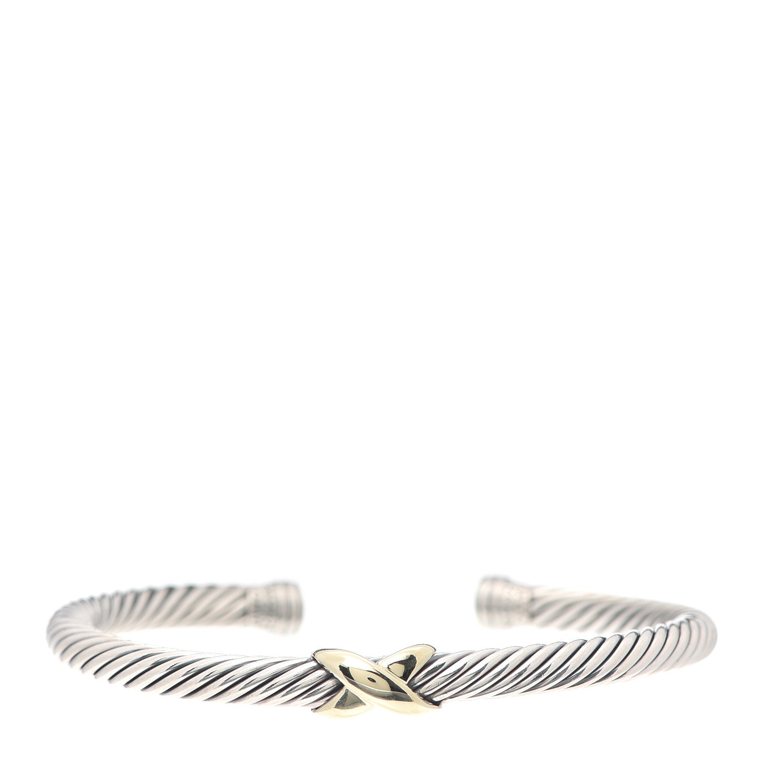 David Yurman Sterling Silver 14K Yellow Gold 5mm X Station Cable Bracelet 1 of 5