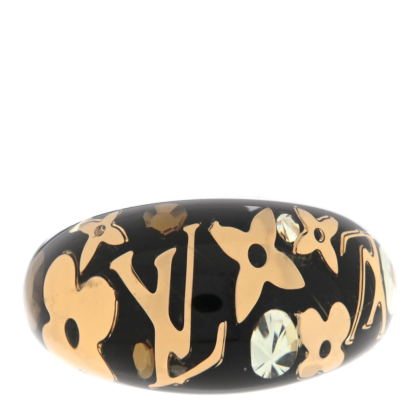 Resin Swarovski Crystal Inclusion Ring Black
