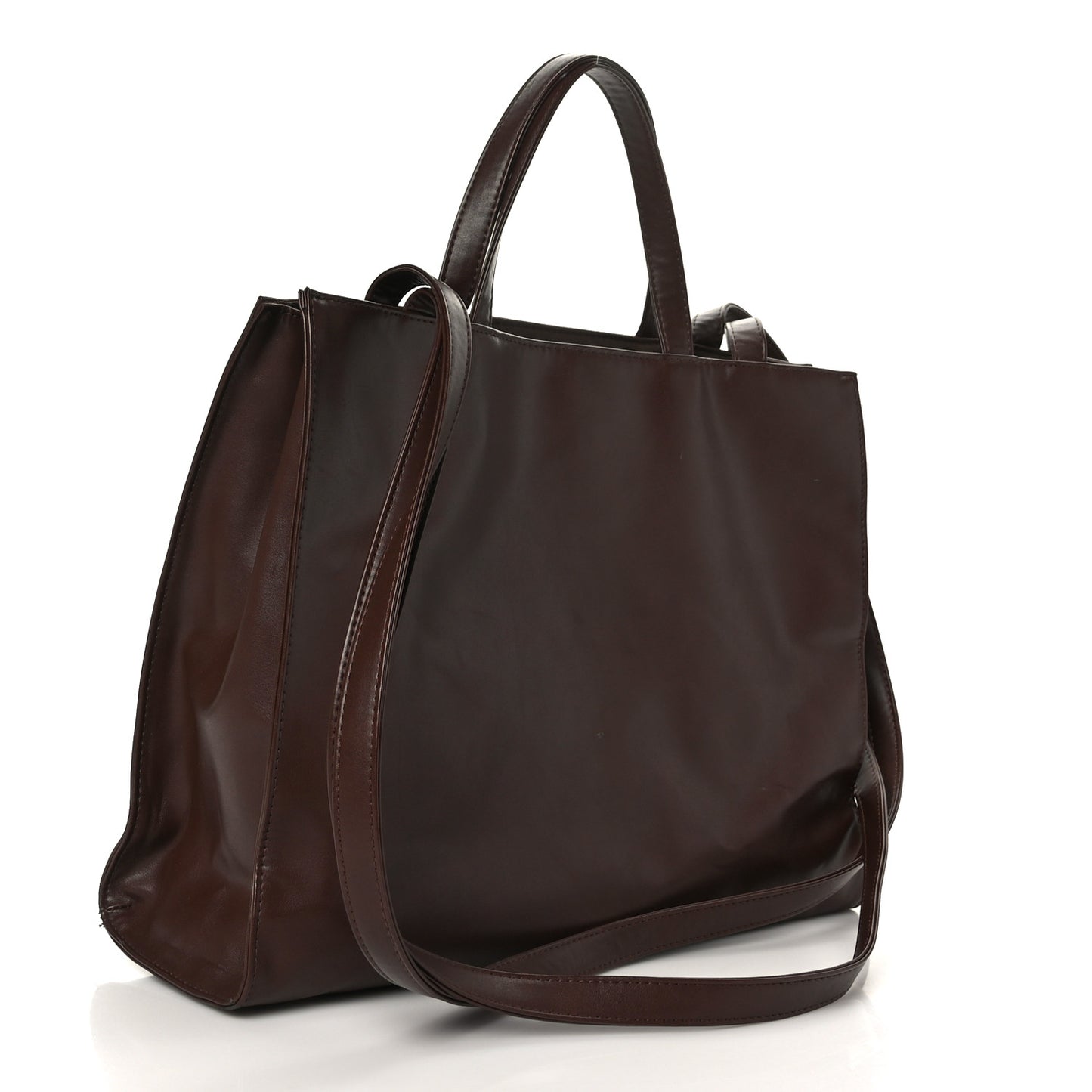 Vegan Leather Medium Shopping Bag Dark Brown