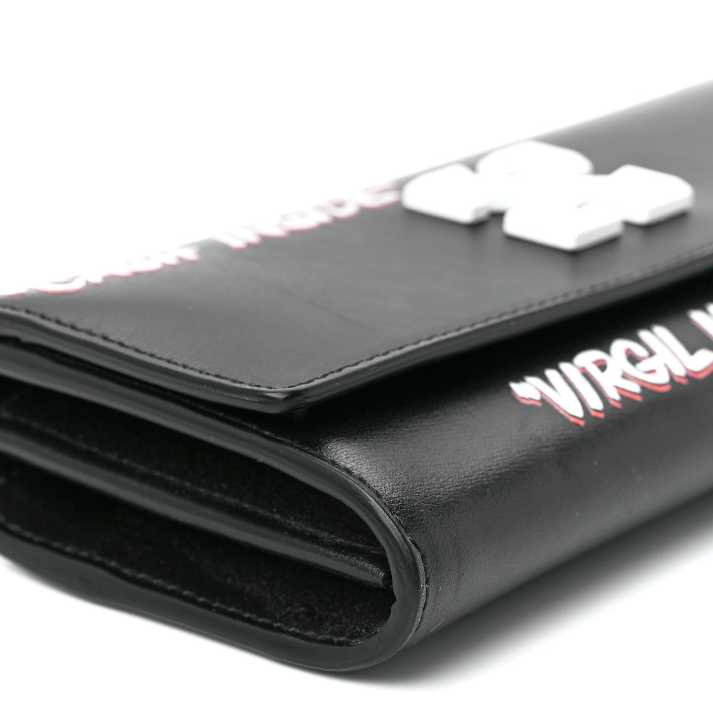 Calfskin Jitney Logo Flap Wallet On Chain Black