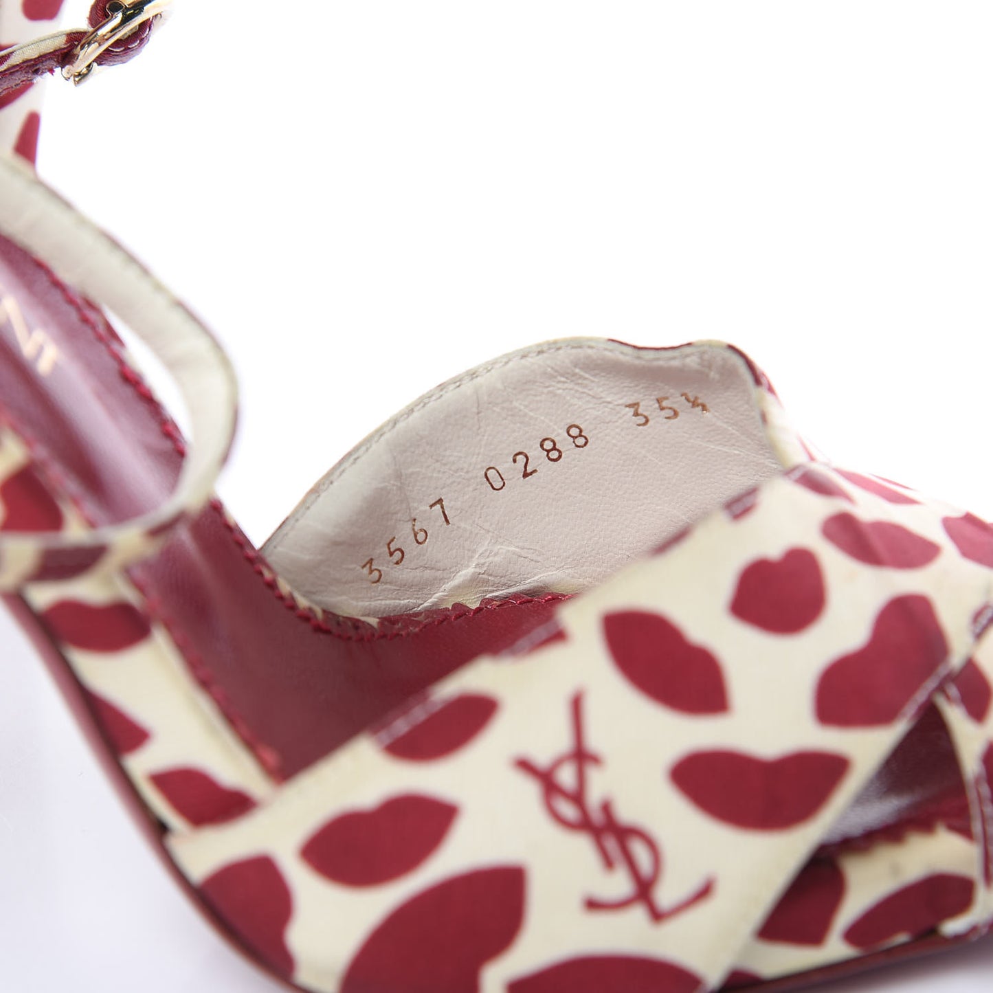 Canvas Lip Print Eva 95 Cross Sandals 35.5 Cherry