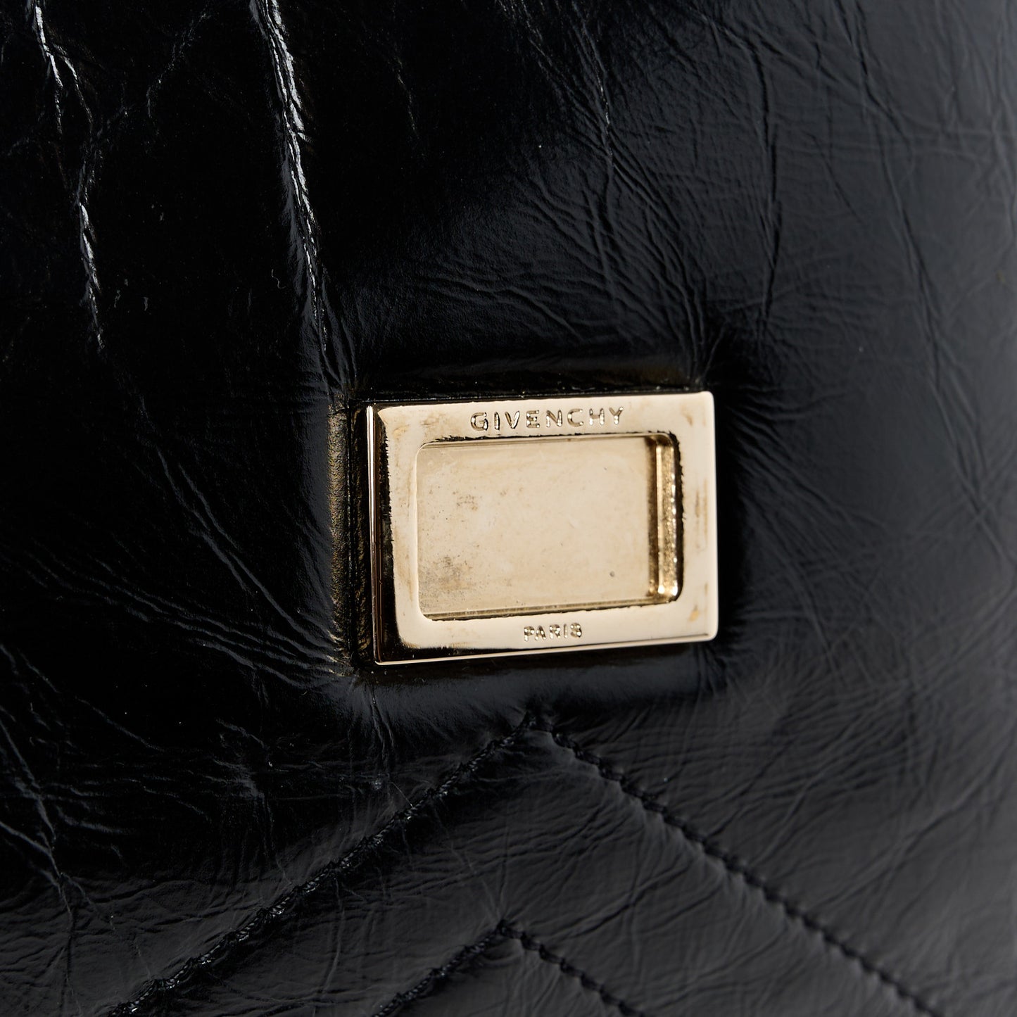 Creased Patent Calfskin Small ID Flap Black