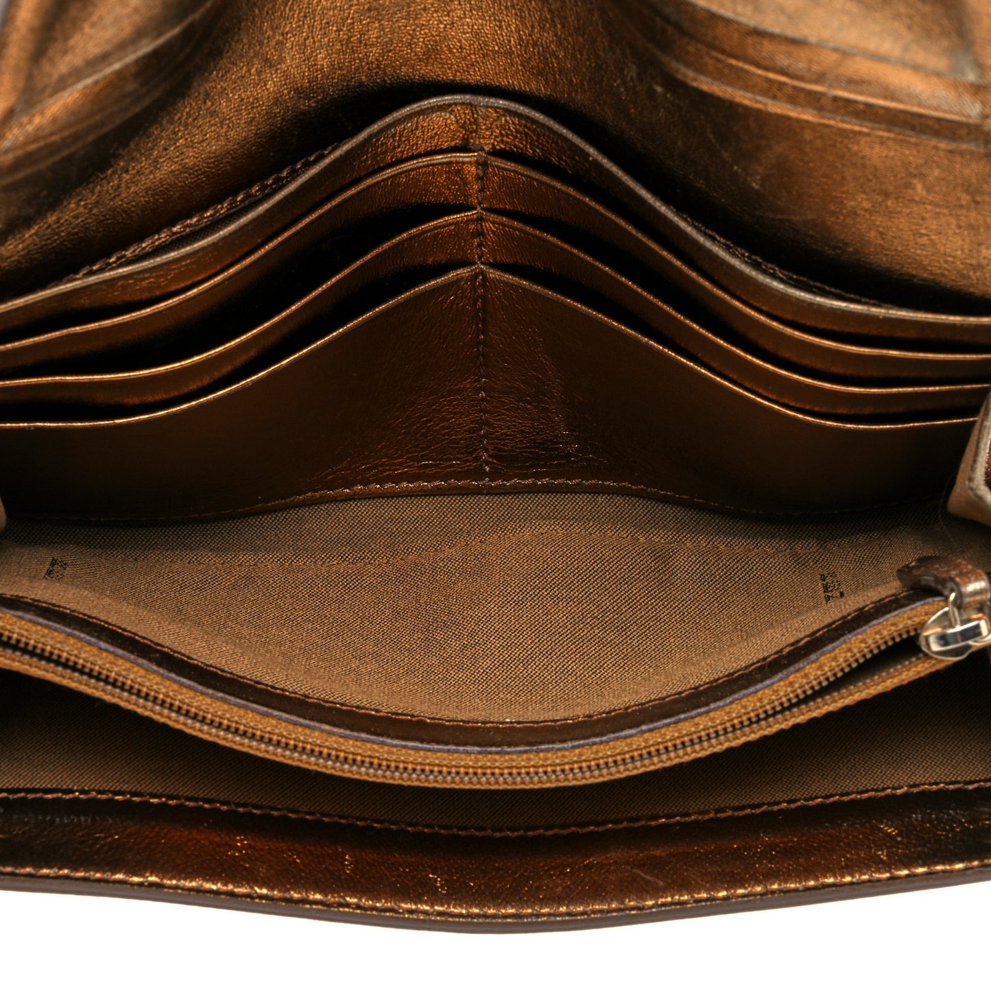 Metallic Logo Continental Wallet Gold