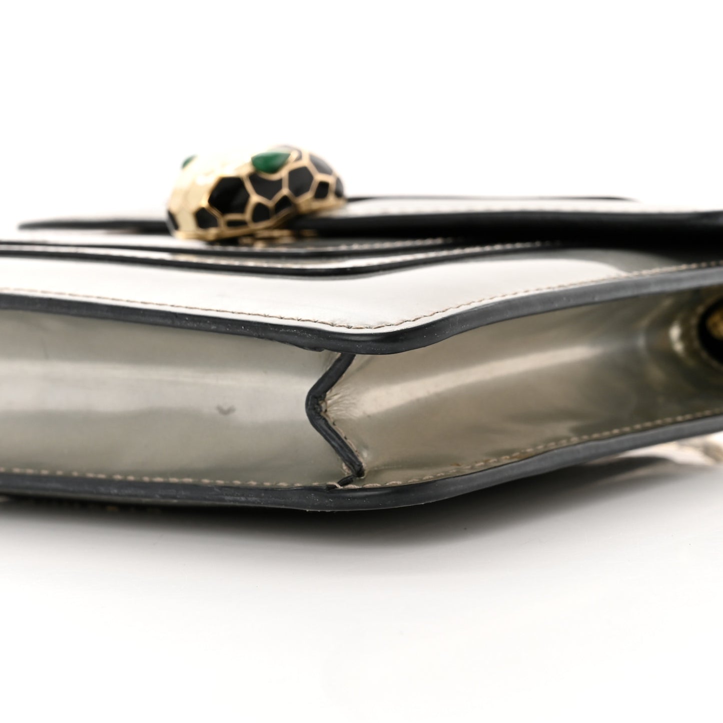 Metallic Calfskin Small Serpenti Forever Snake Strap Crossbody Bag Silver