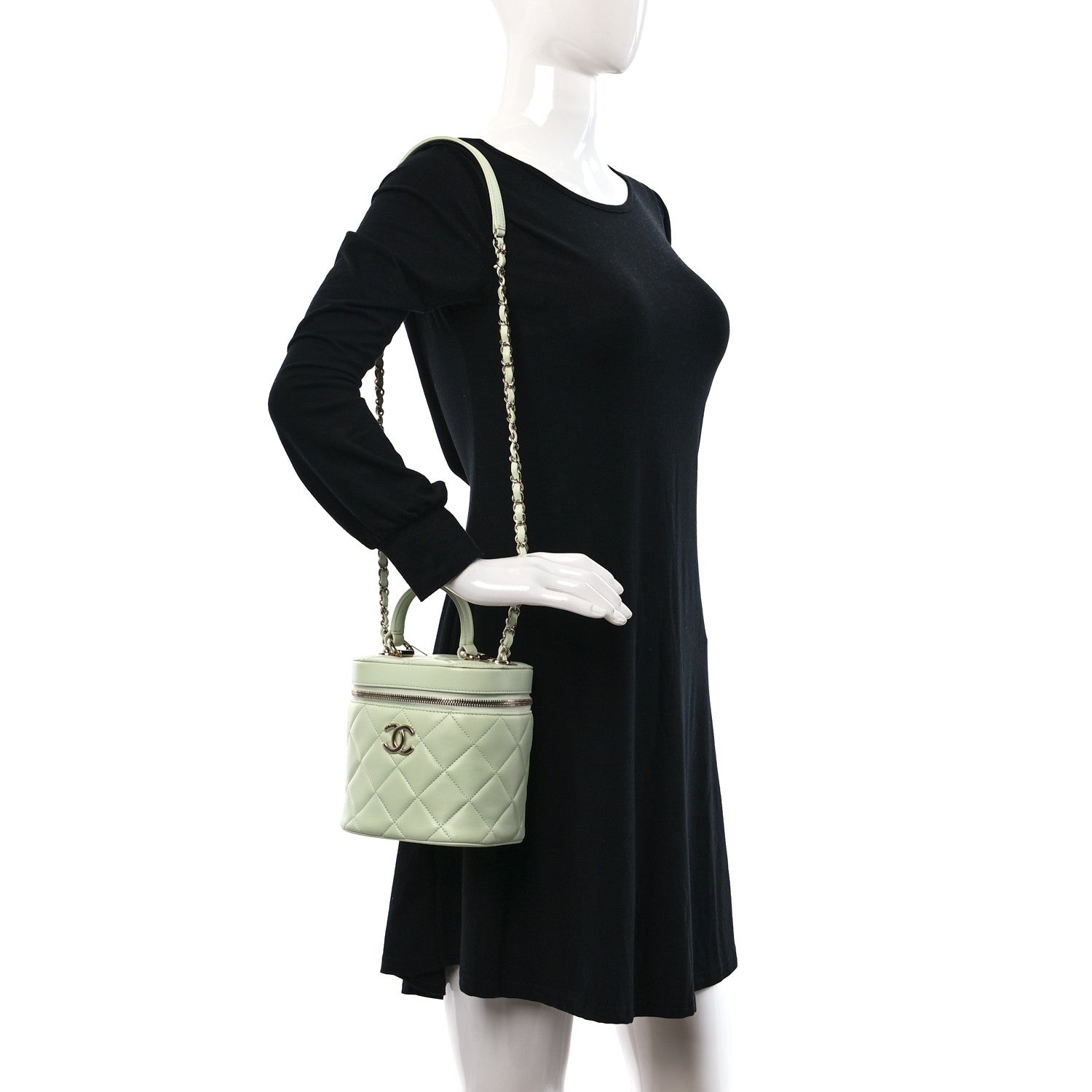 Chanel Lambskin Quilted Trendy Vanity Case Sea Green 2 of 12