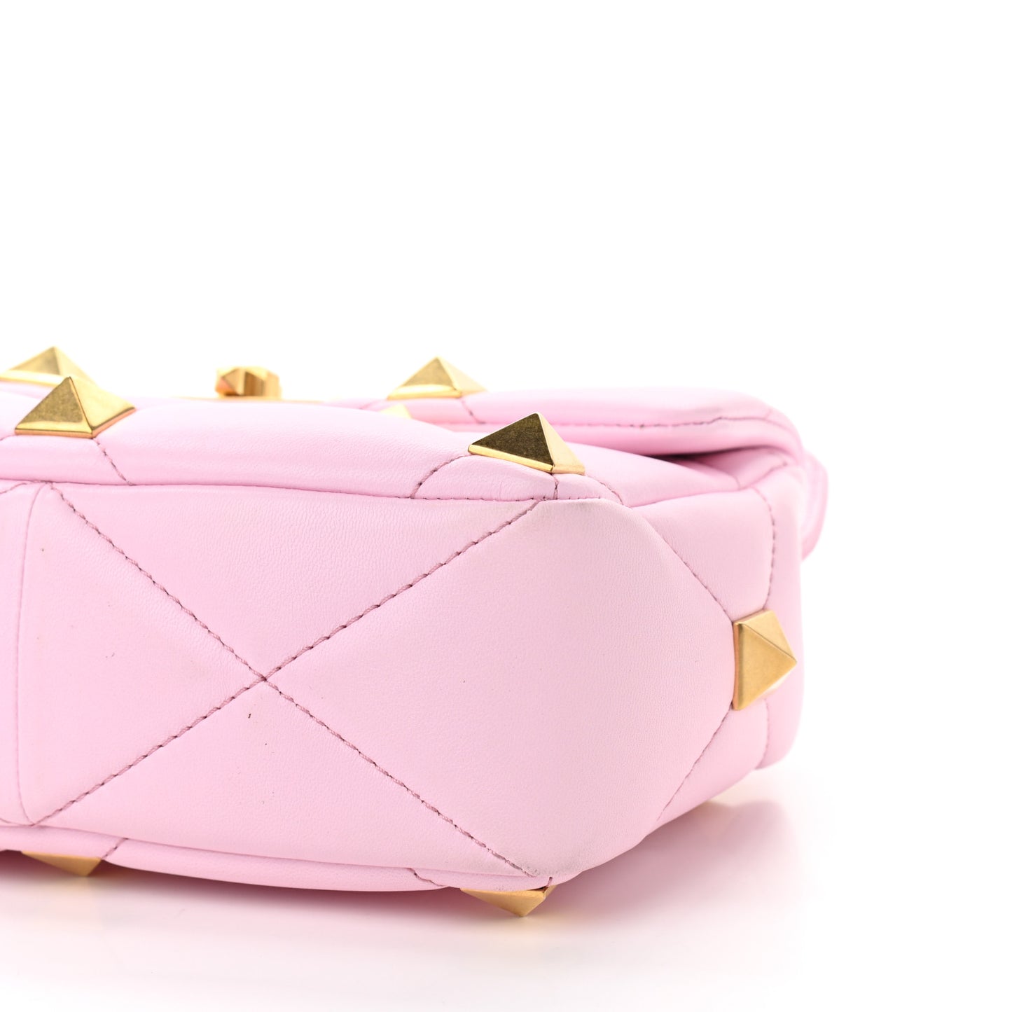 Nappa Medium Roman Stud Shoulder Bag Pink Borealis
