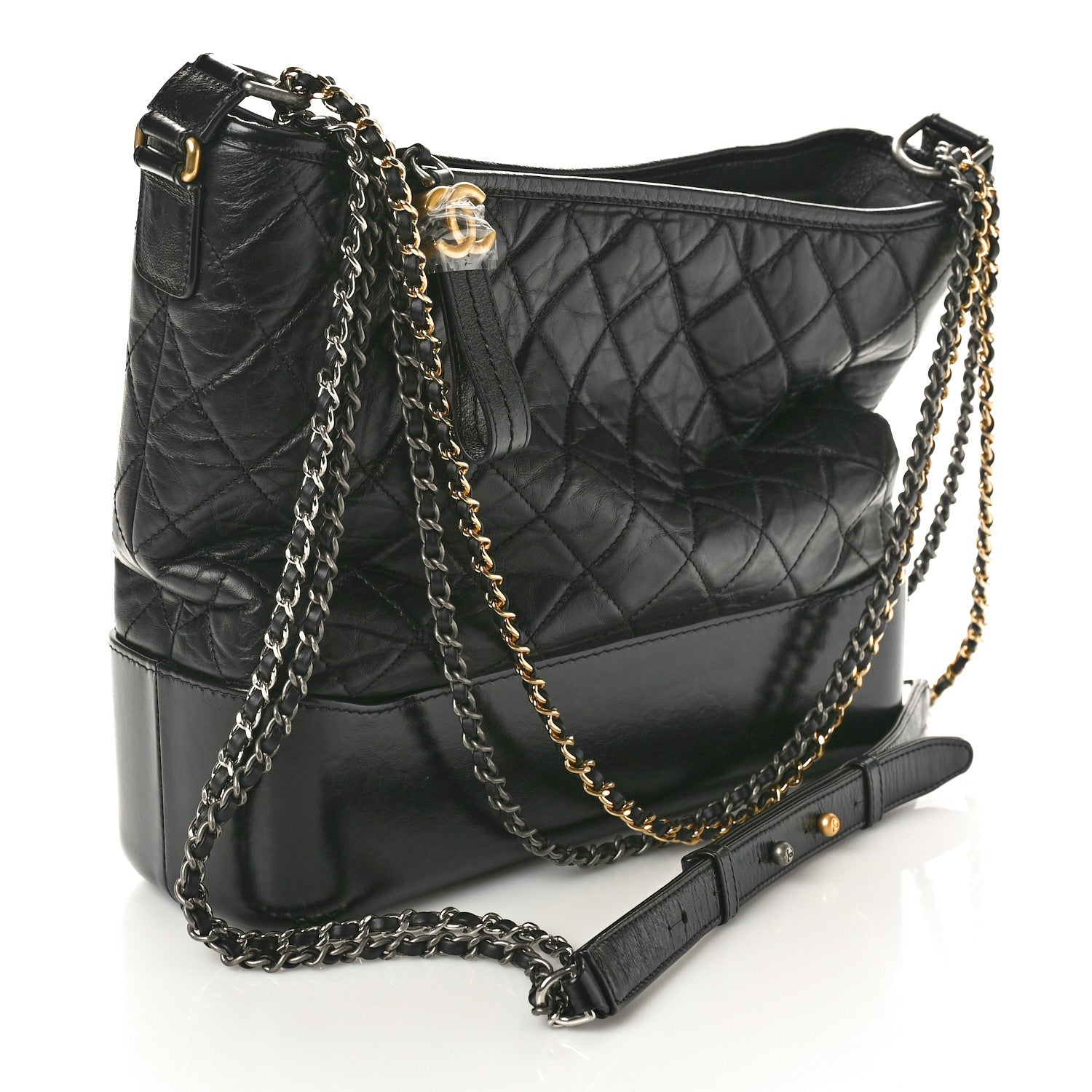 Chanel Aged Calfskin Quilted Large Gabrielle Hobo Black 3 of 11
