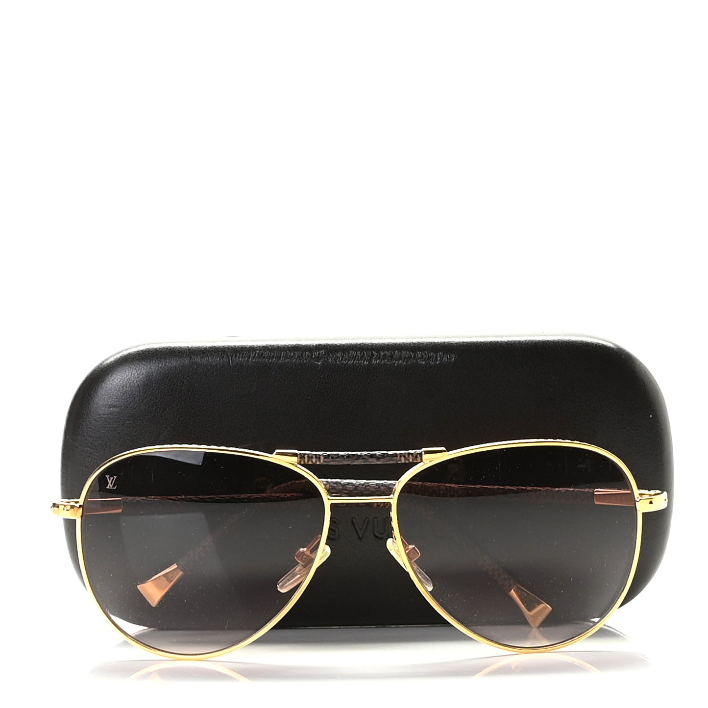 Damier Ebene Conspiration Pilote Aviator Sunglasses Gold