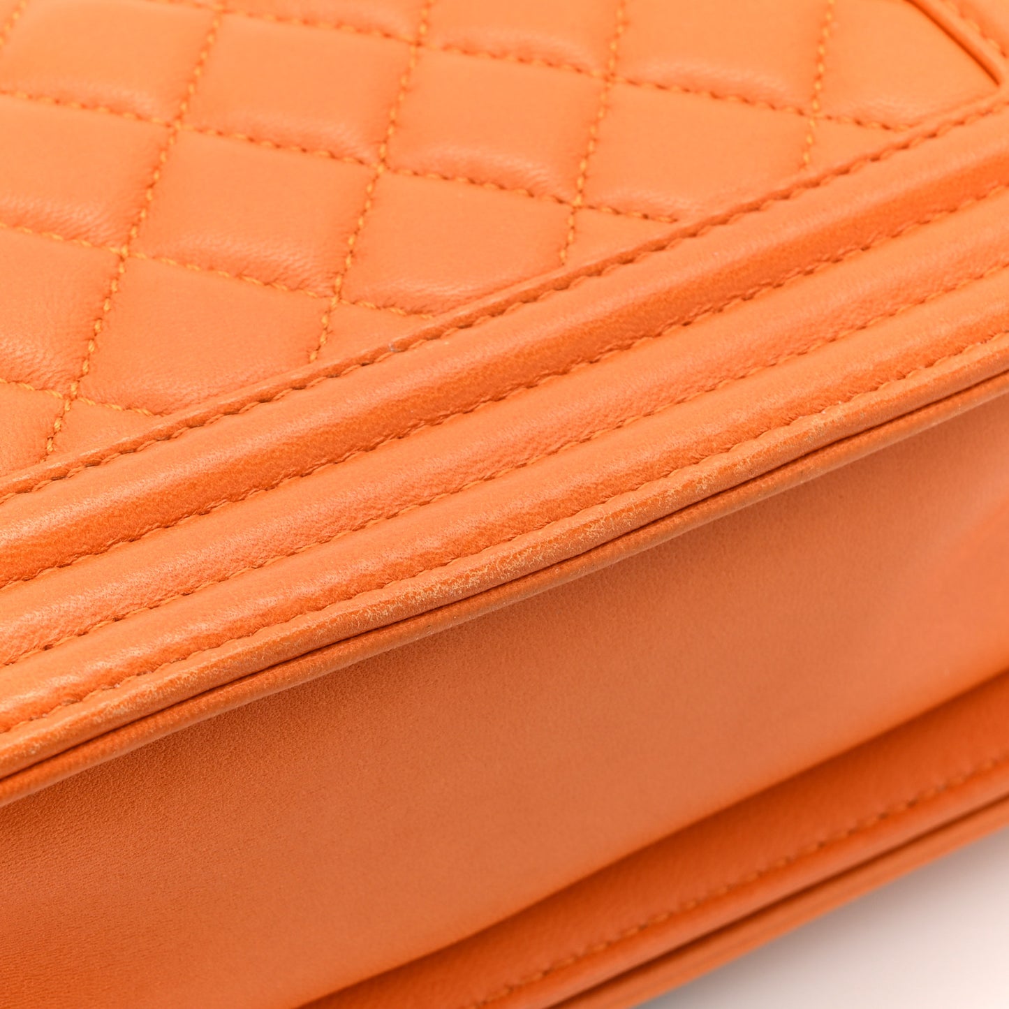 Lambskin Quilted Small Boy Flap Orange