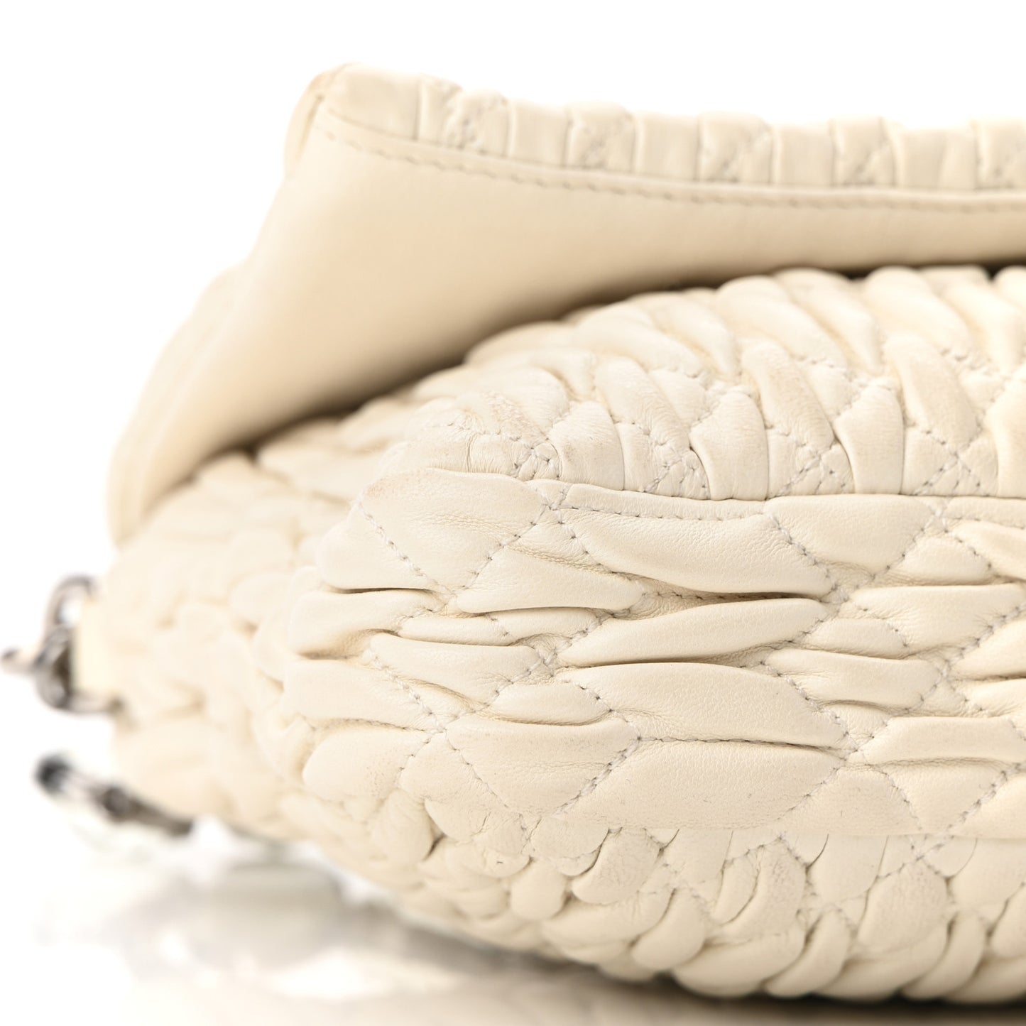 Nappa Matelasse Crystal Flap Clutch White