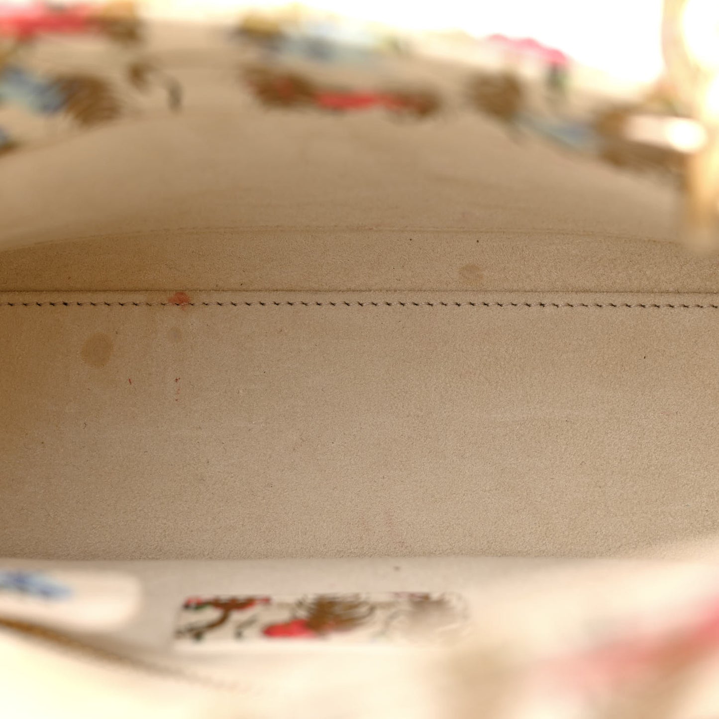 Calfskin Hibiscus Printed Embroidered My ABCDior Lady Dior Beige Multicolor