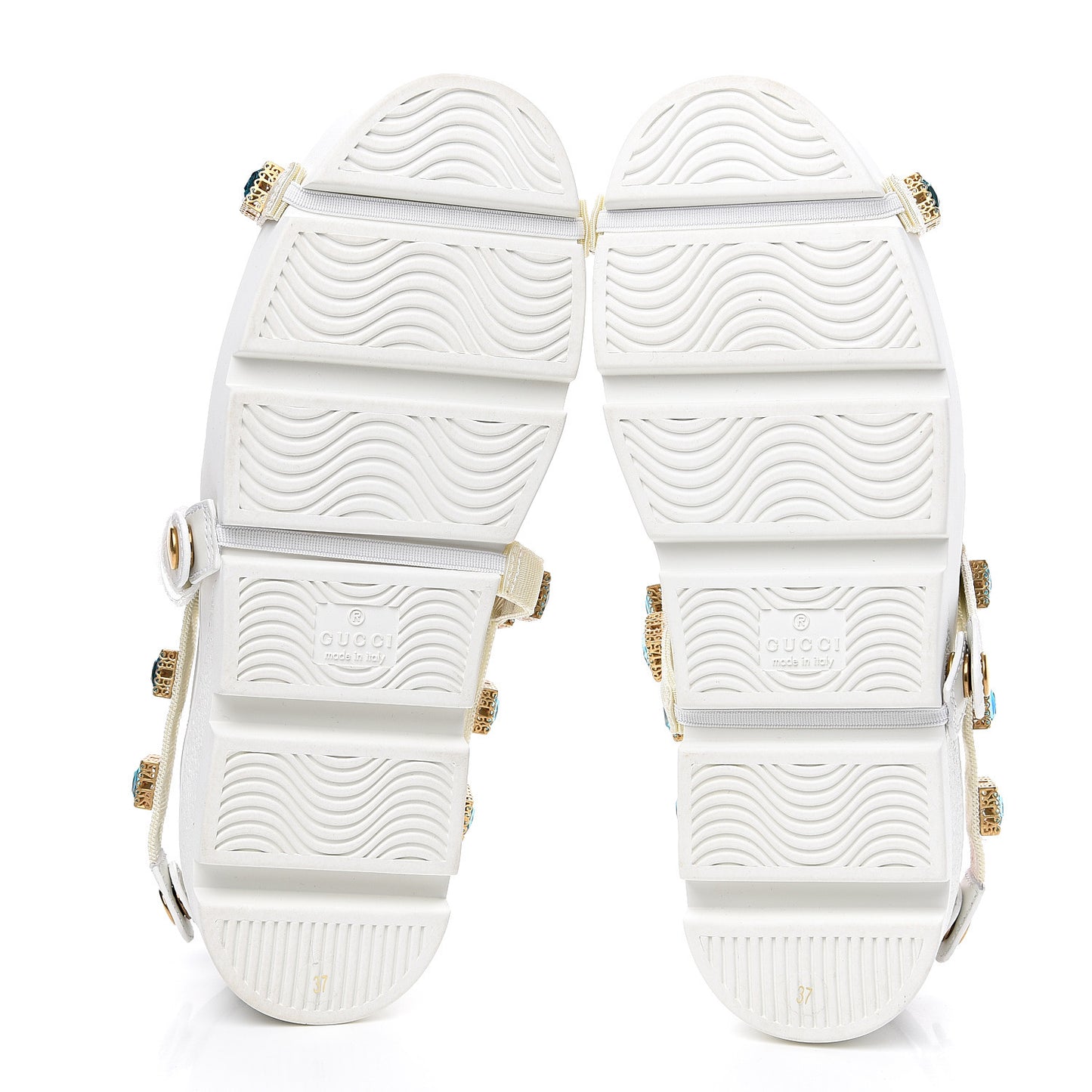 Calfskin Removable Crystals Bee Embroidered Womens Ace Platform Sneakers 37 White
