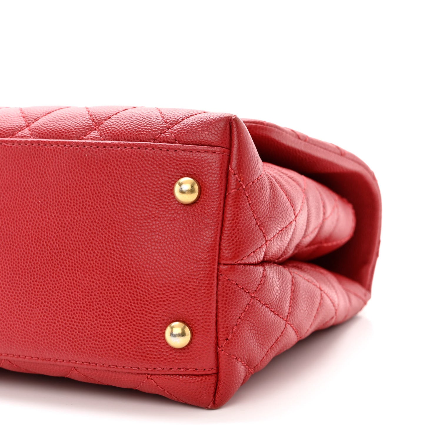 Caviar Lizard Embossed Quilted Small Coco Handle Flap Red